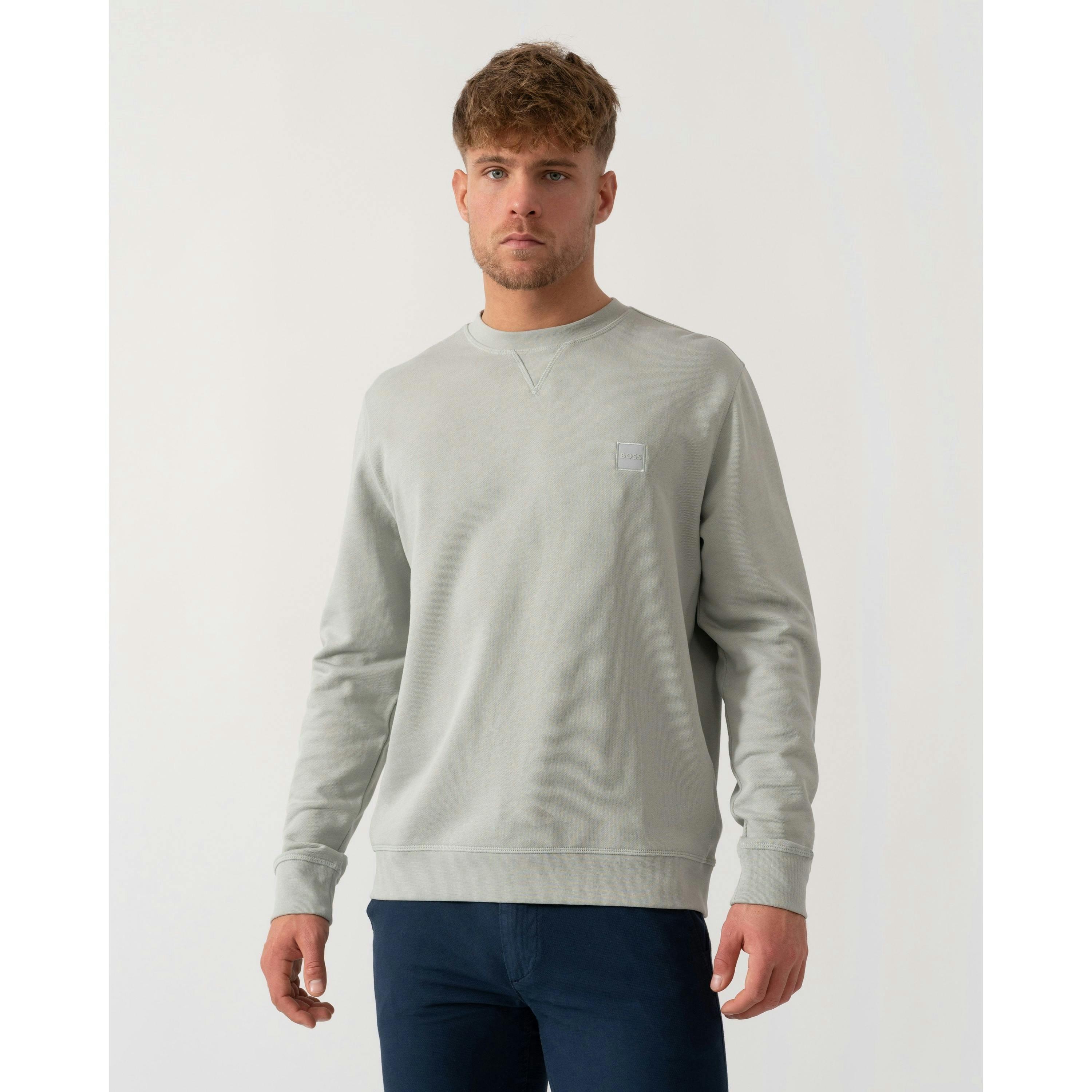 Hugo Boss Logo Patch Sweatshirt  in Silver , view 1 of 4