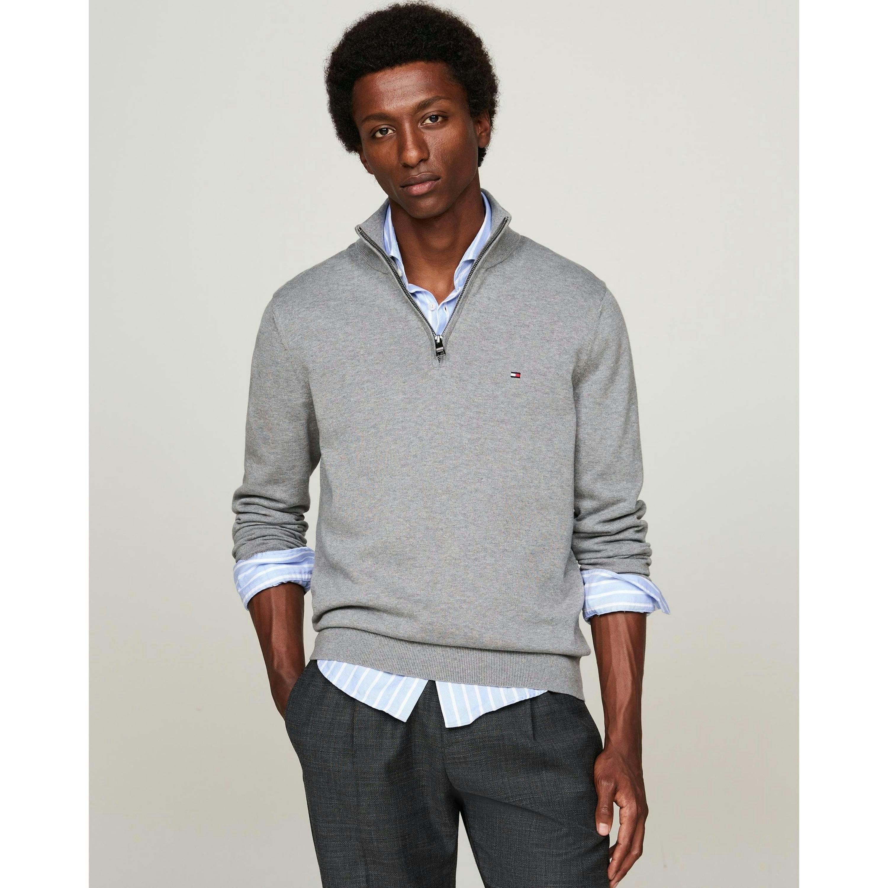 Tommy Hilfiger Mock Sweatshirt  in Grey , view 1 of 5