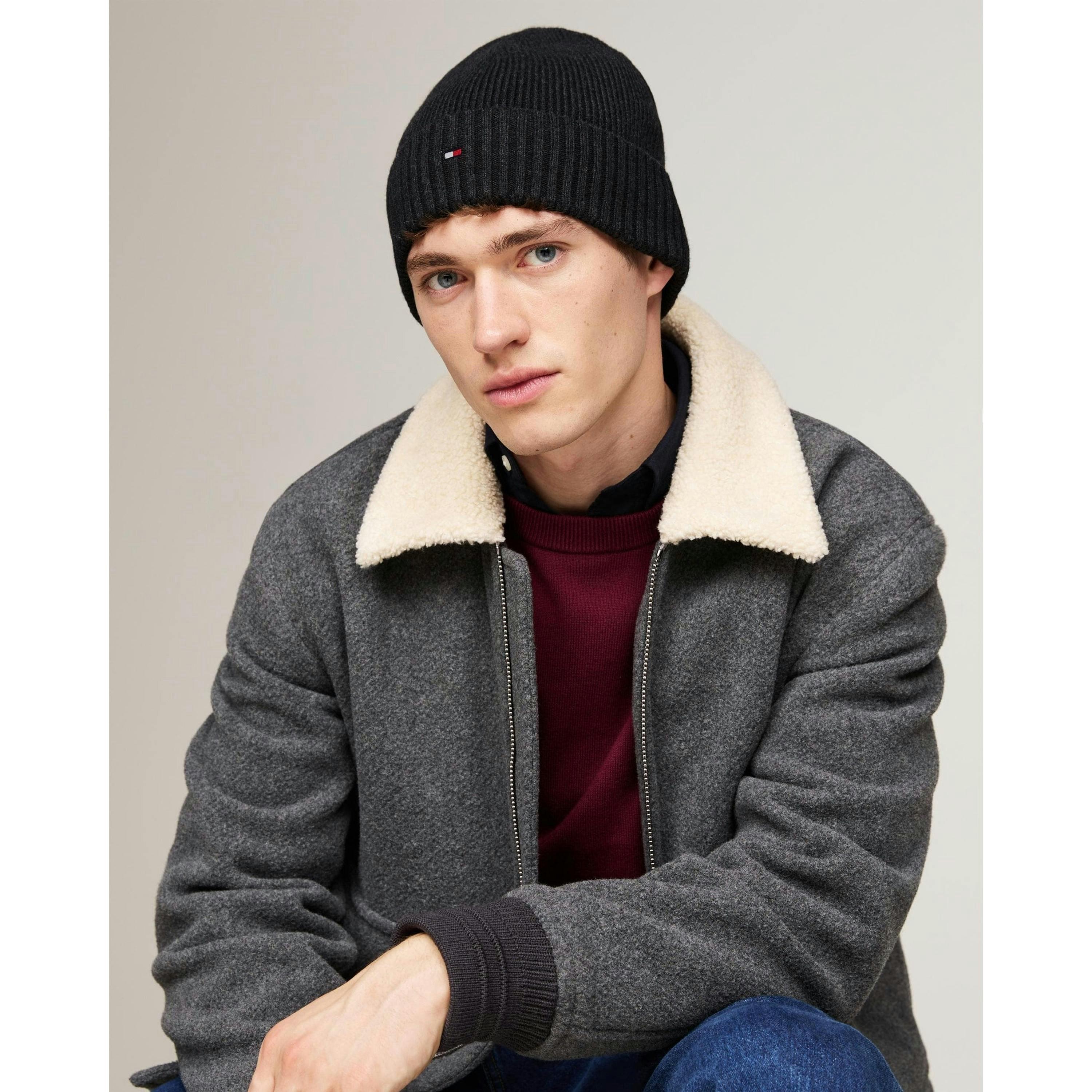Tommy Hilfiger TH Flag Beanie  in Black , view 1 of 1