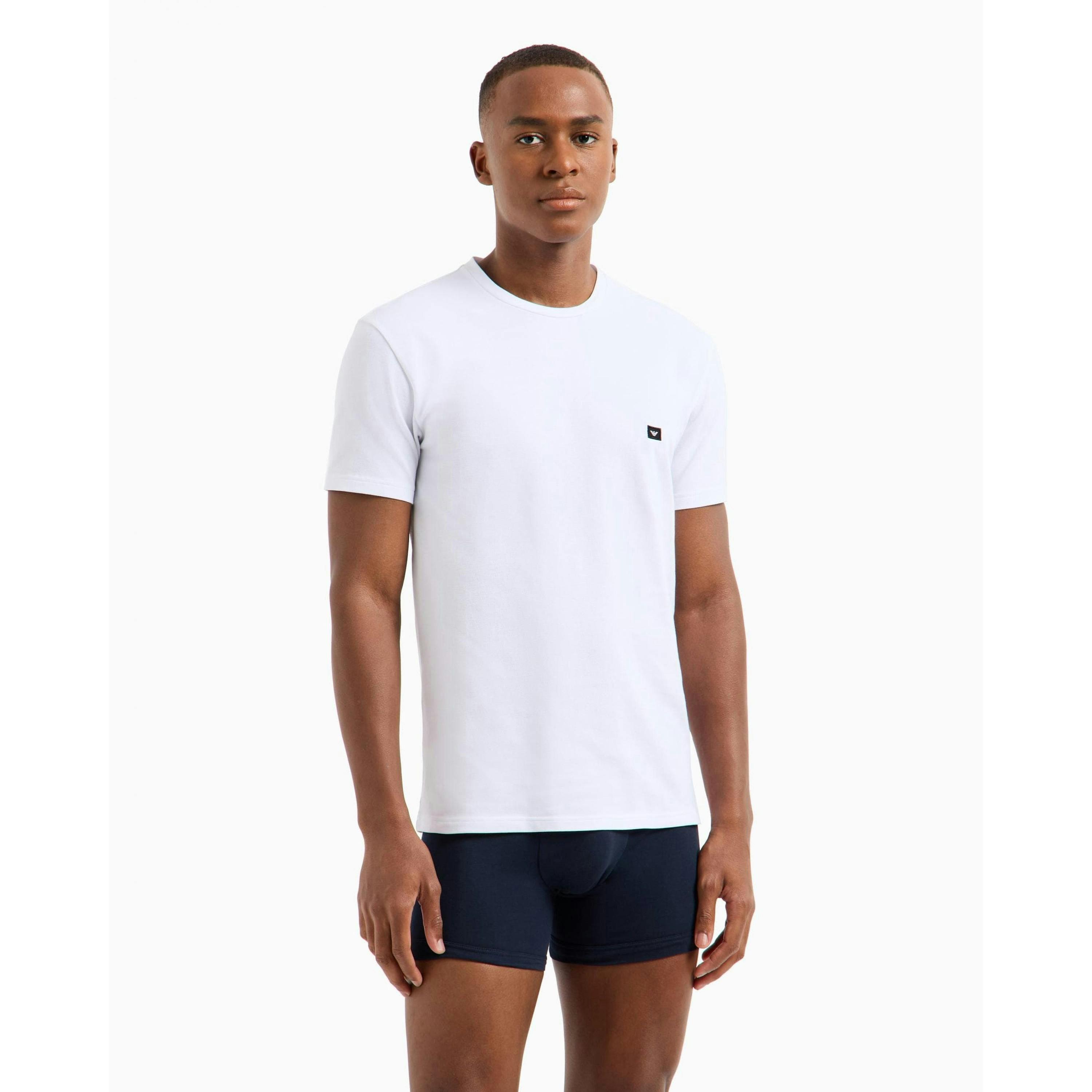 Emporio Armani Logo Print T-Shirt  in White , view 1 of 3