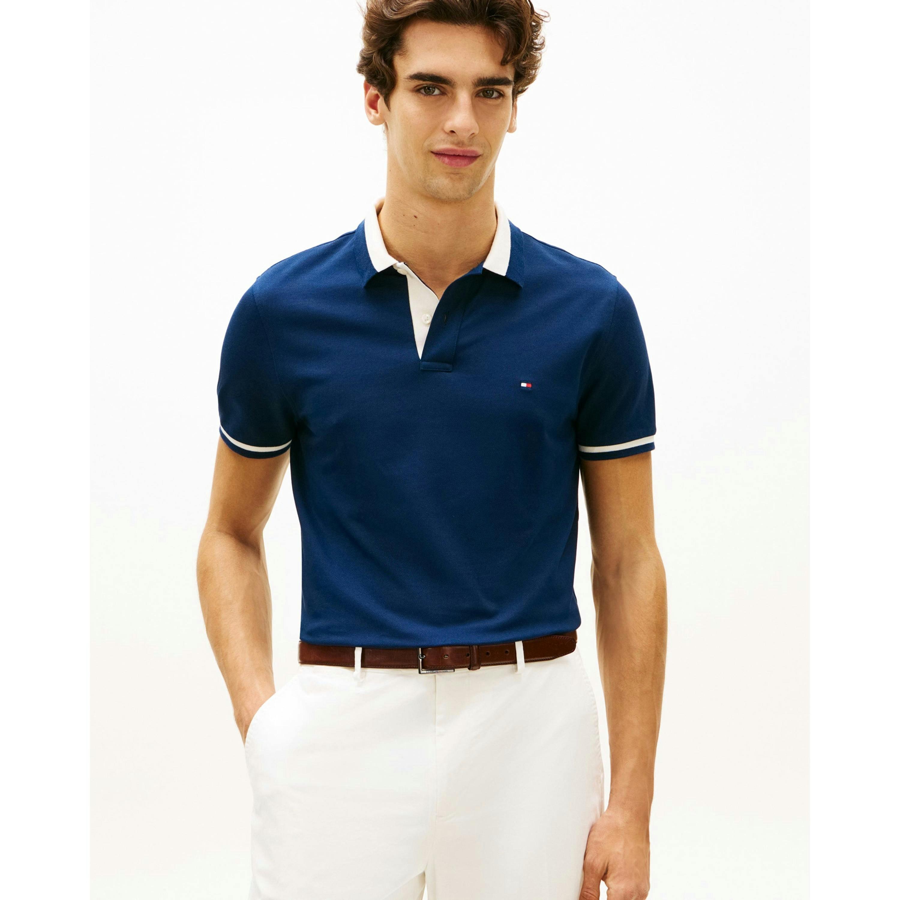 Tommy Hilfiger Contrast Collar, Block Polo Shirt  in Blue , view 1 of 5