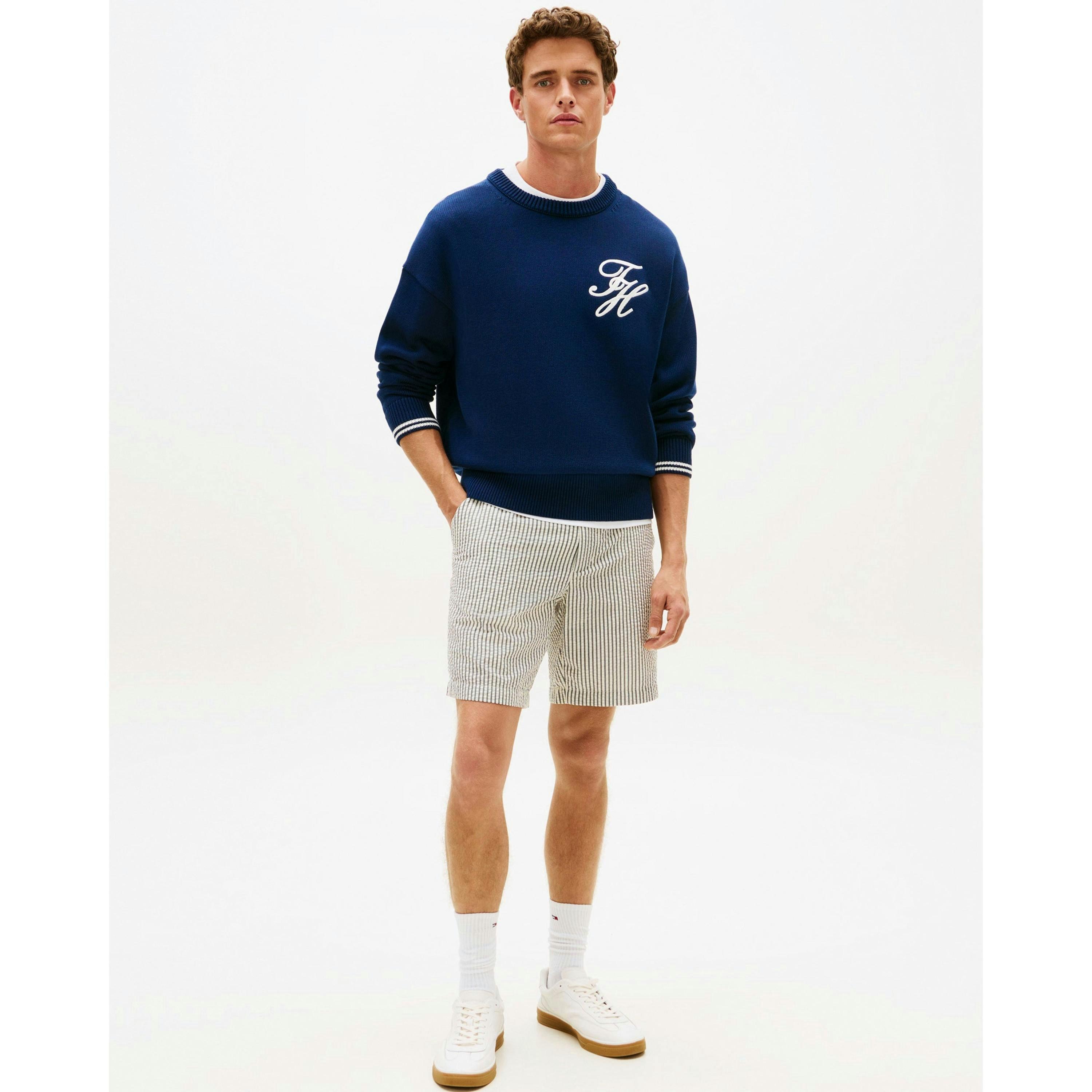Tommy Hilfiger Striped Chino Shorts  in Grey , view 1 of 5