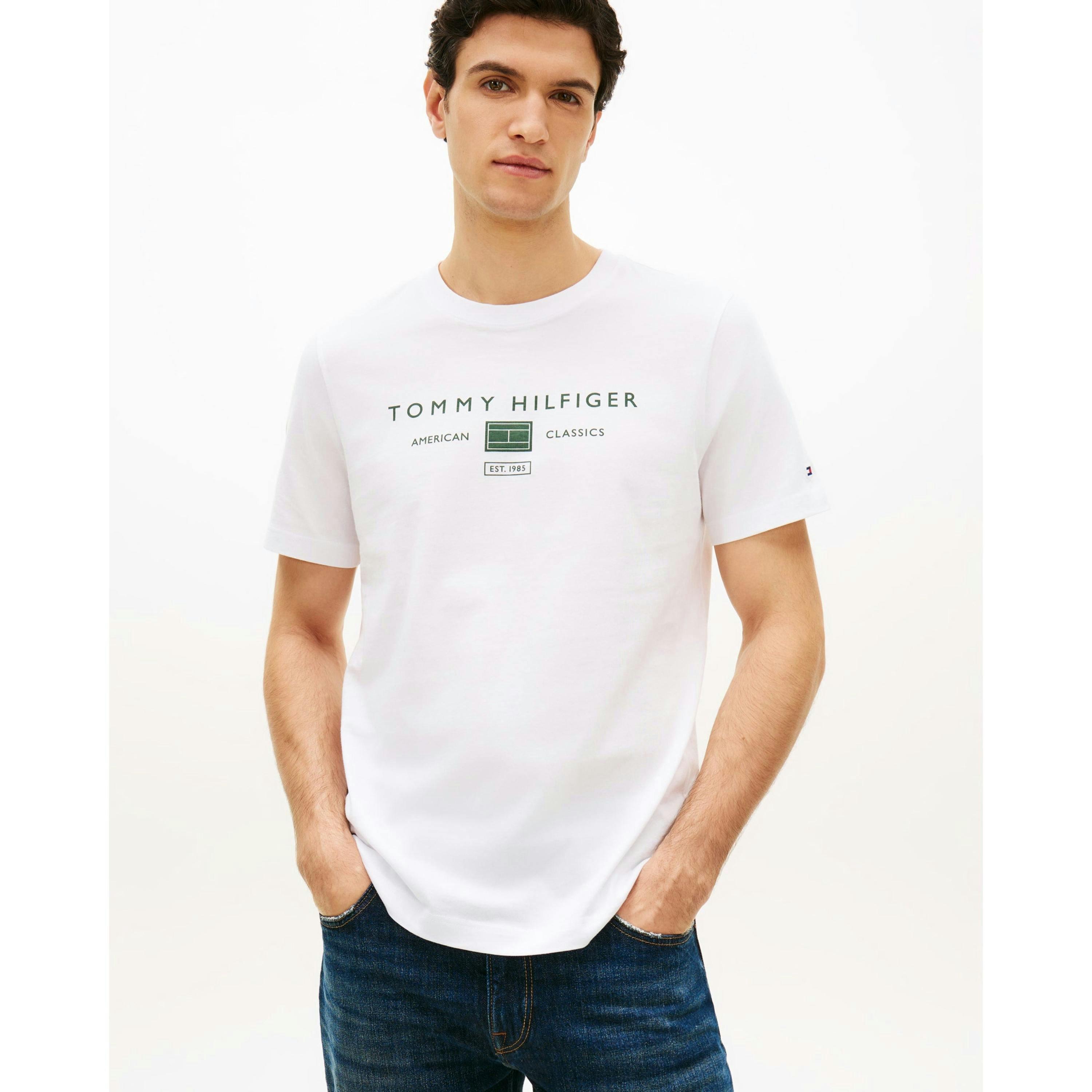 Tommy Hilfiger Brand Love Mono Stack T-Shirt  in White , view 1 of 5