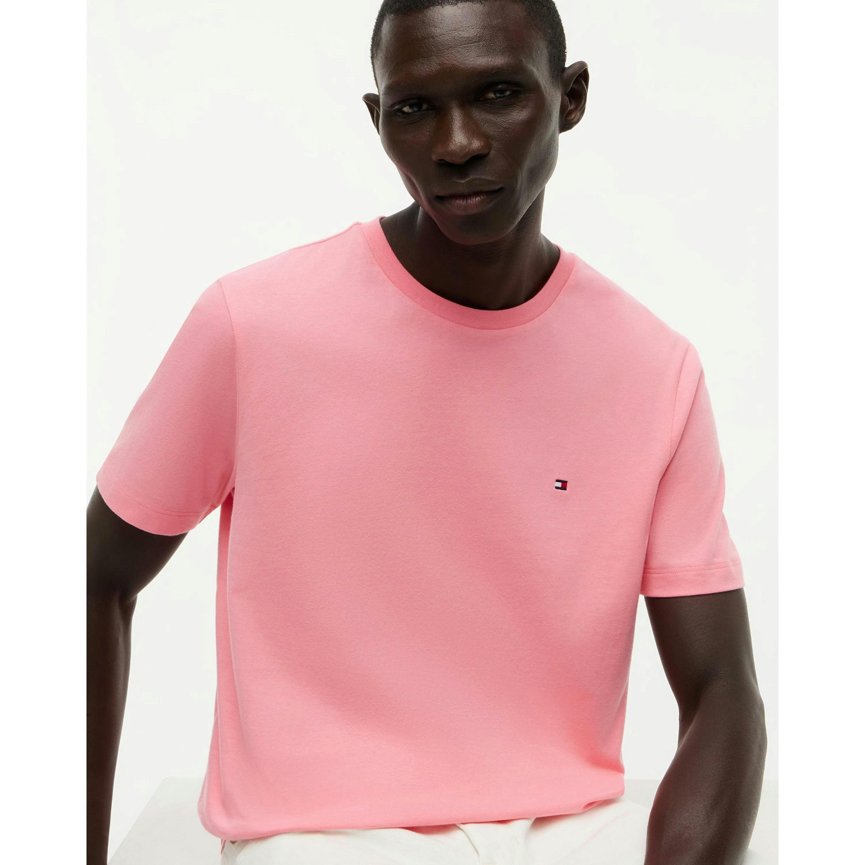 Tommy Hilfiger Solid T-Shirt  in Pink , view 3 of 5