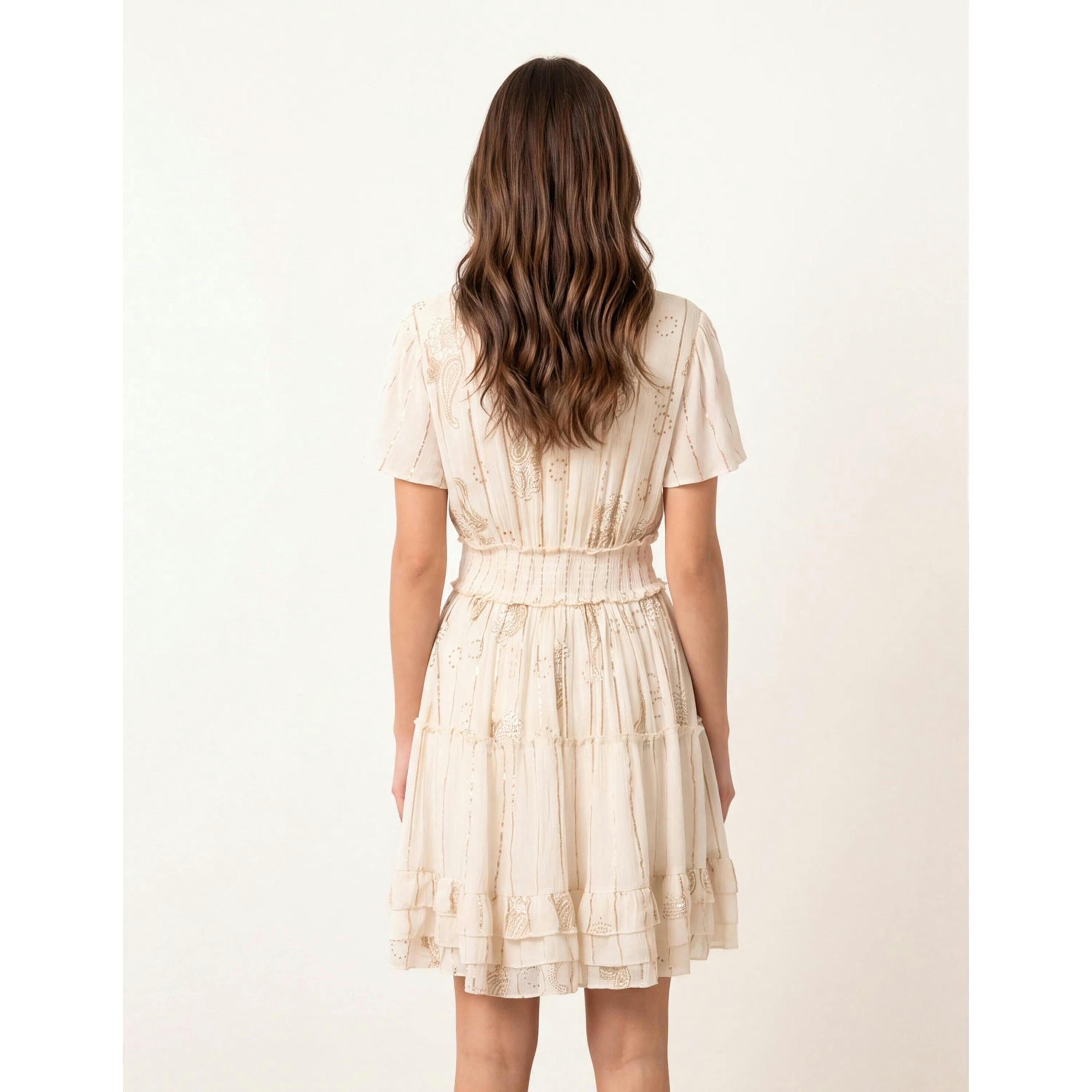Blue Vanilla Embellished Tiered Mini Dress  in Beige , view 2 of 4