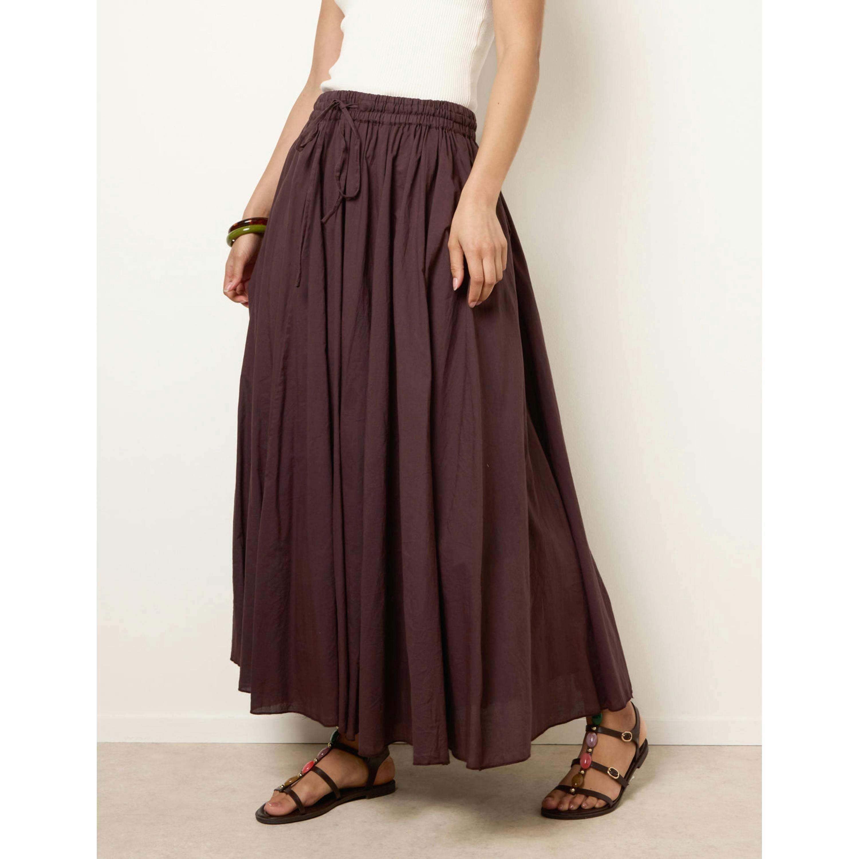 Blue Vanilla Gathered Panel Maxi Skirt  in Brown , view 1 of 4