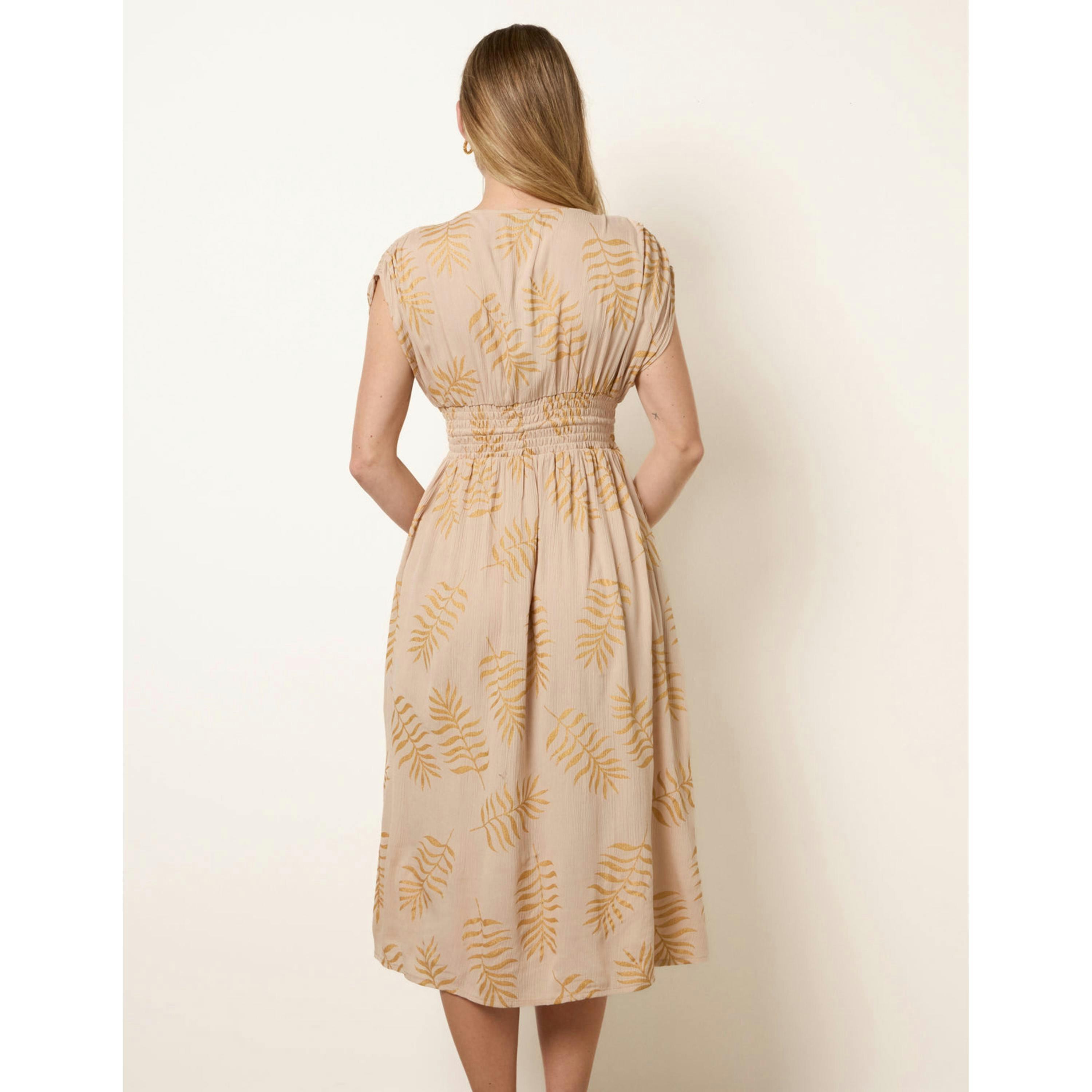Blue Vanilla Wrap Front Beaded Dress  in Beige , view 2 of 4
