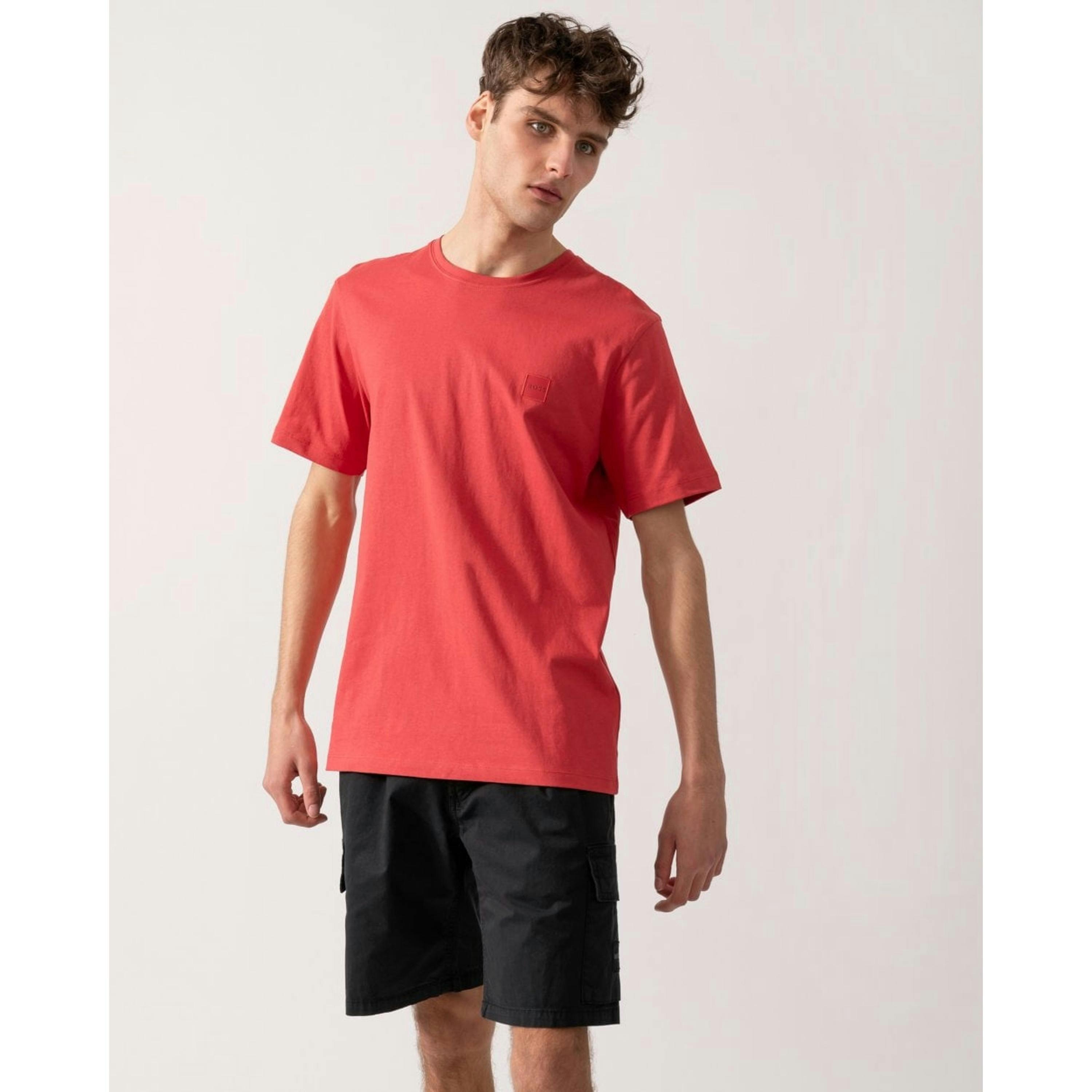 Hugo Boss Logo Patch T-Shirt  in Pink , view 1 of 4