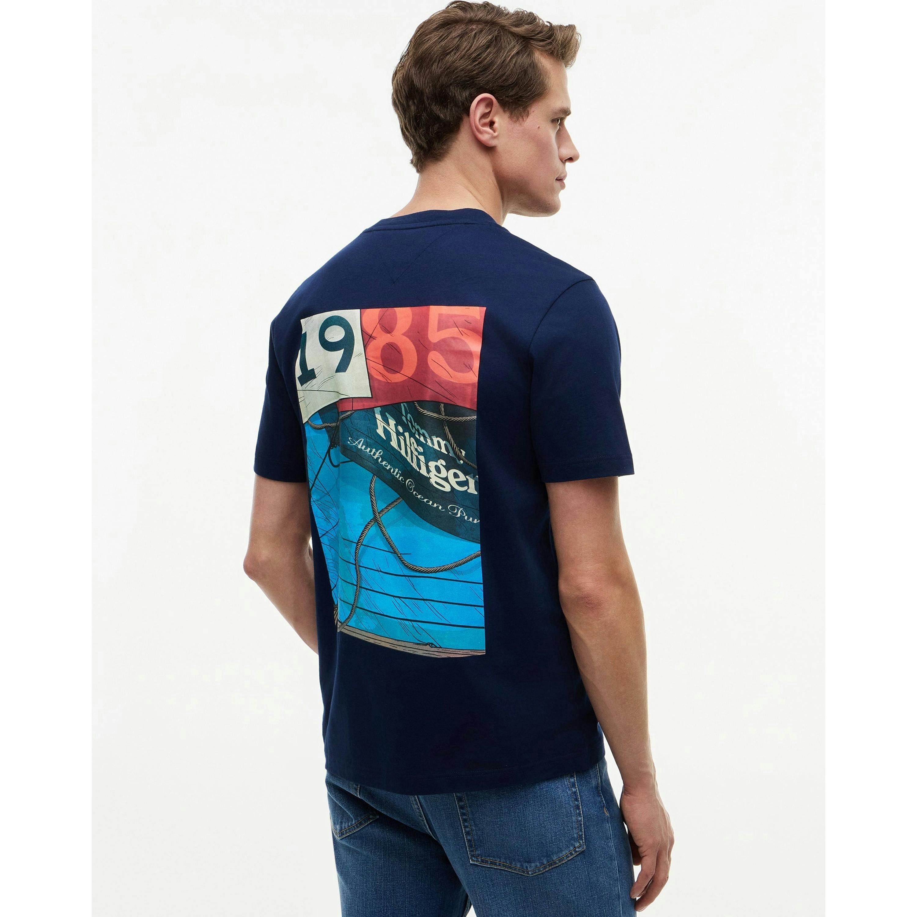 Tommy Hilfiger Nautical Back Photo T-Shirt  in Blue , view 2 of 5