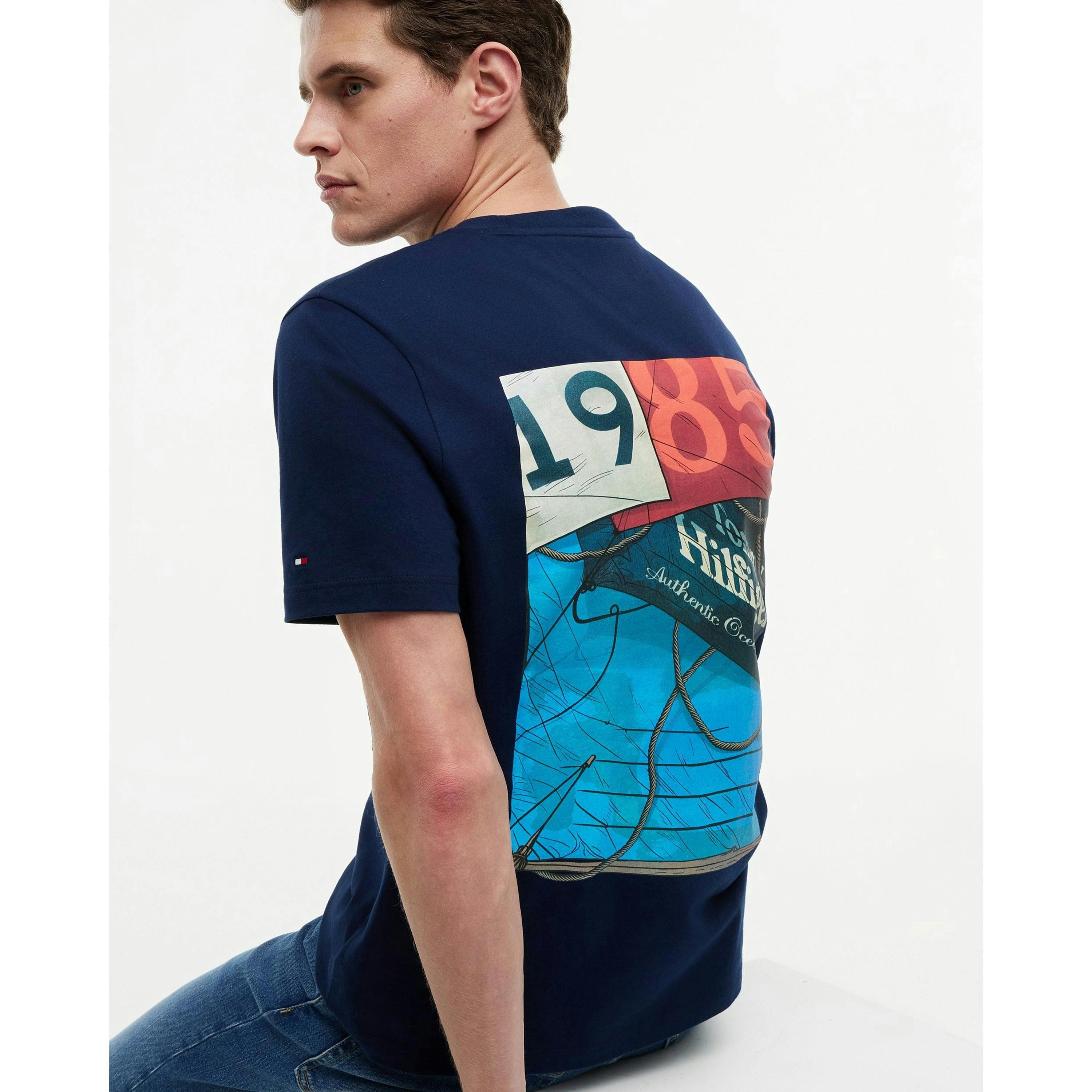 Tommy Hilfiger Nautical Back Photo T-Shirt  in Blue , view 4 of 5