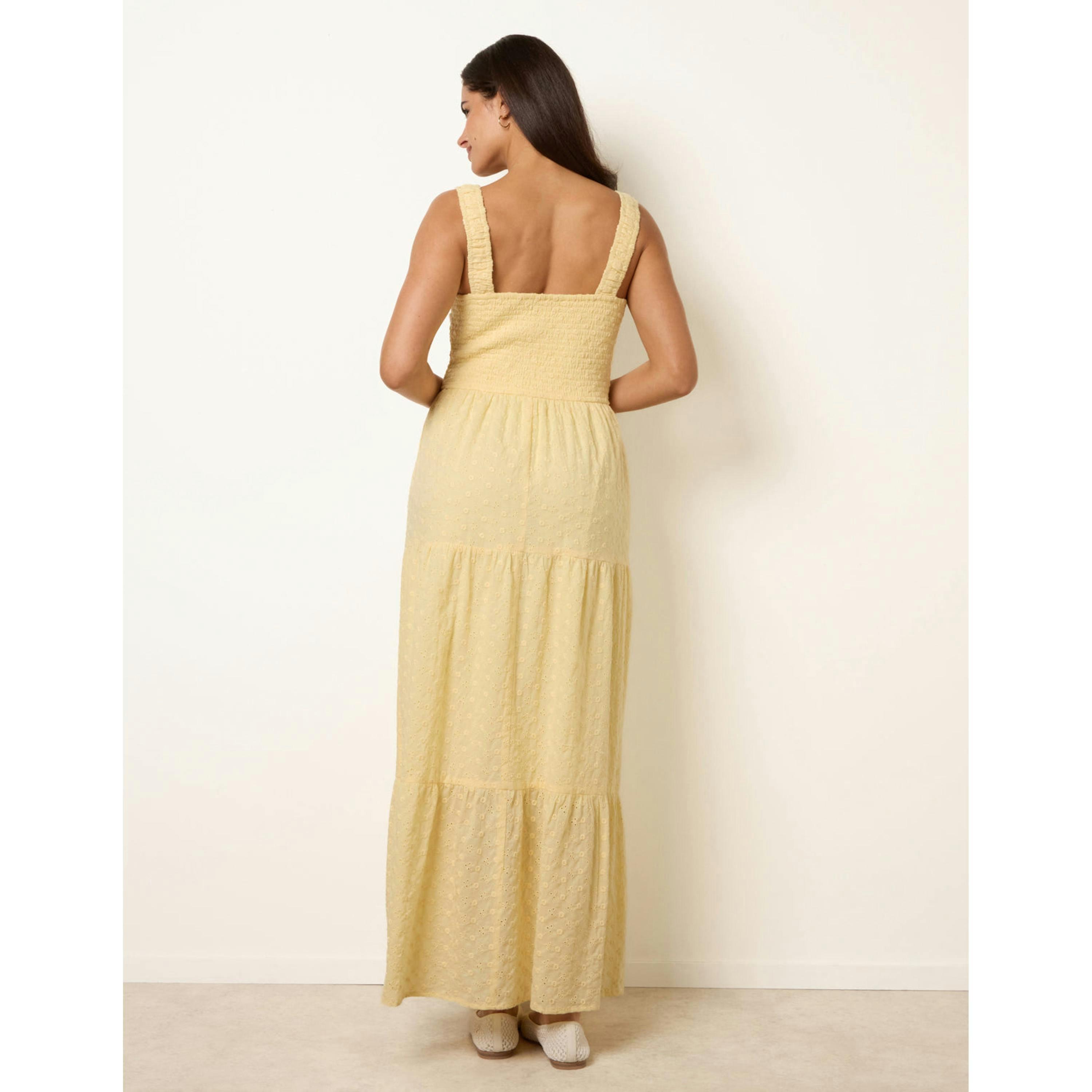 Blue Vanilla Broderie Button Down Maxi Dress  in Yellow , view 2 of 4