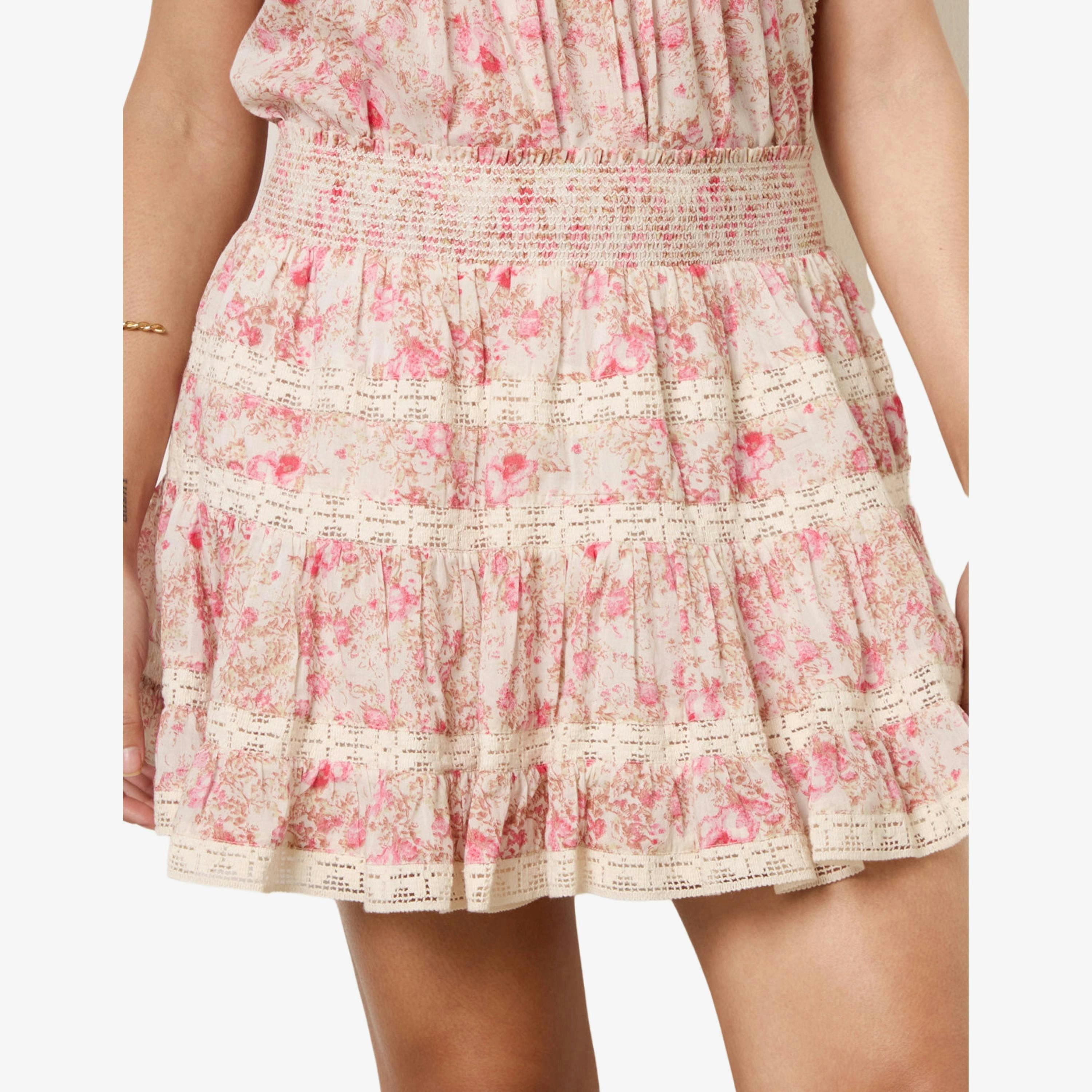 Blue Vanilla Mini Floral Skirt  in Pink , view 3 of 6