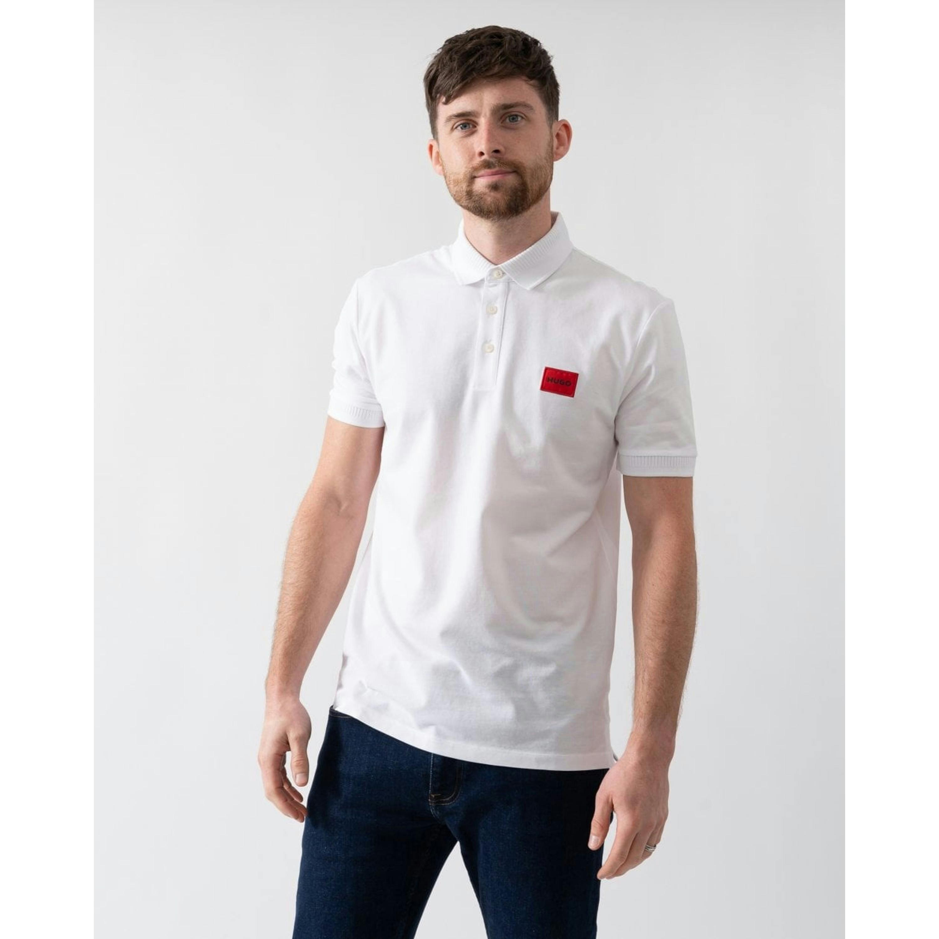 Hugo Boss Logo Label Polo Shirt  in White , view 1 of 4