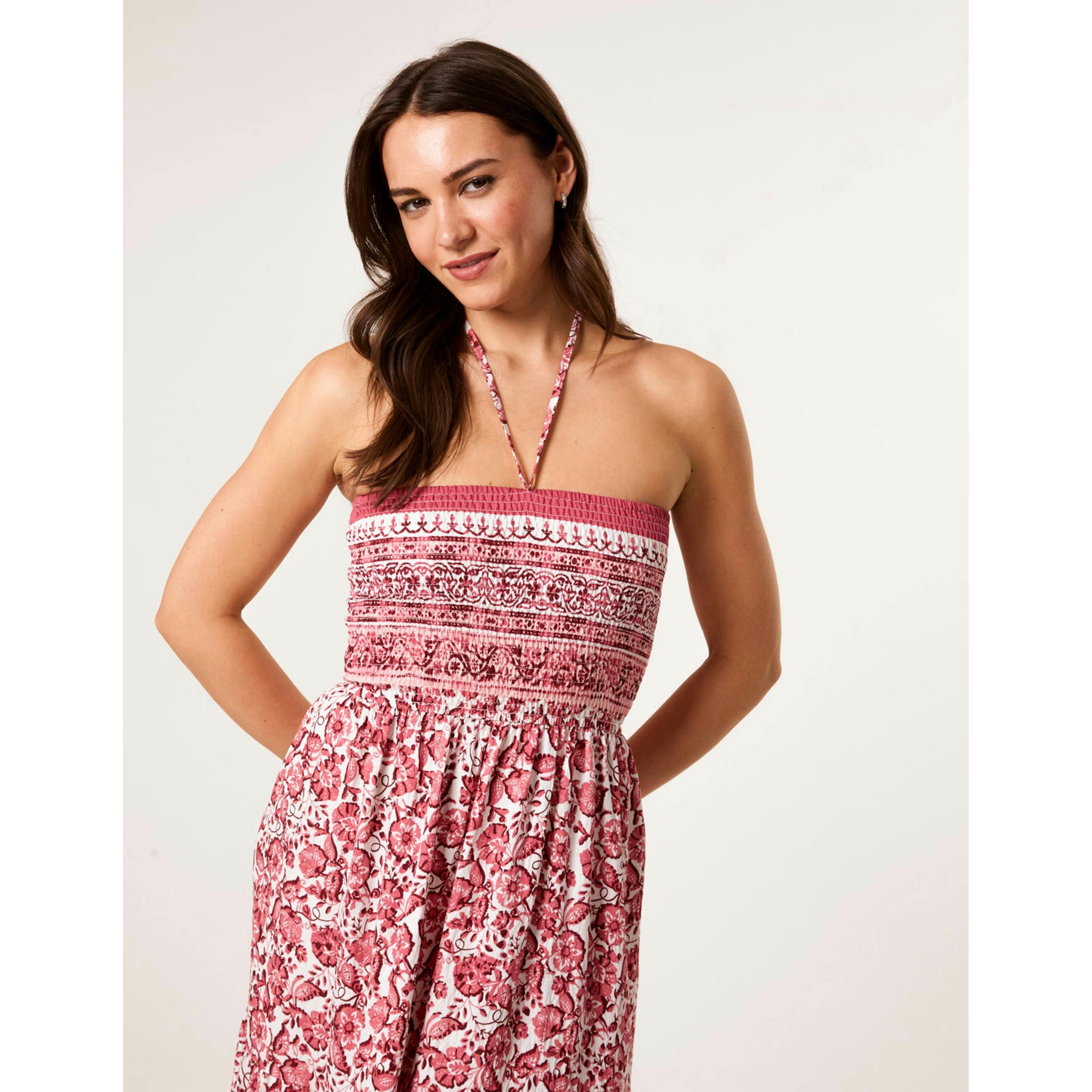 Blue Vanilla Shirred Bust Bandeau Dress  in Pink , view 2 of 4