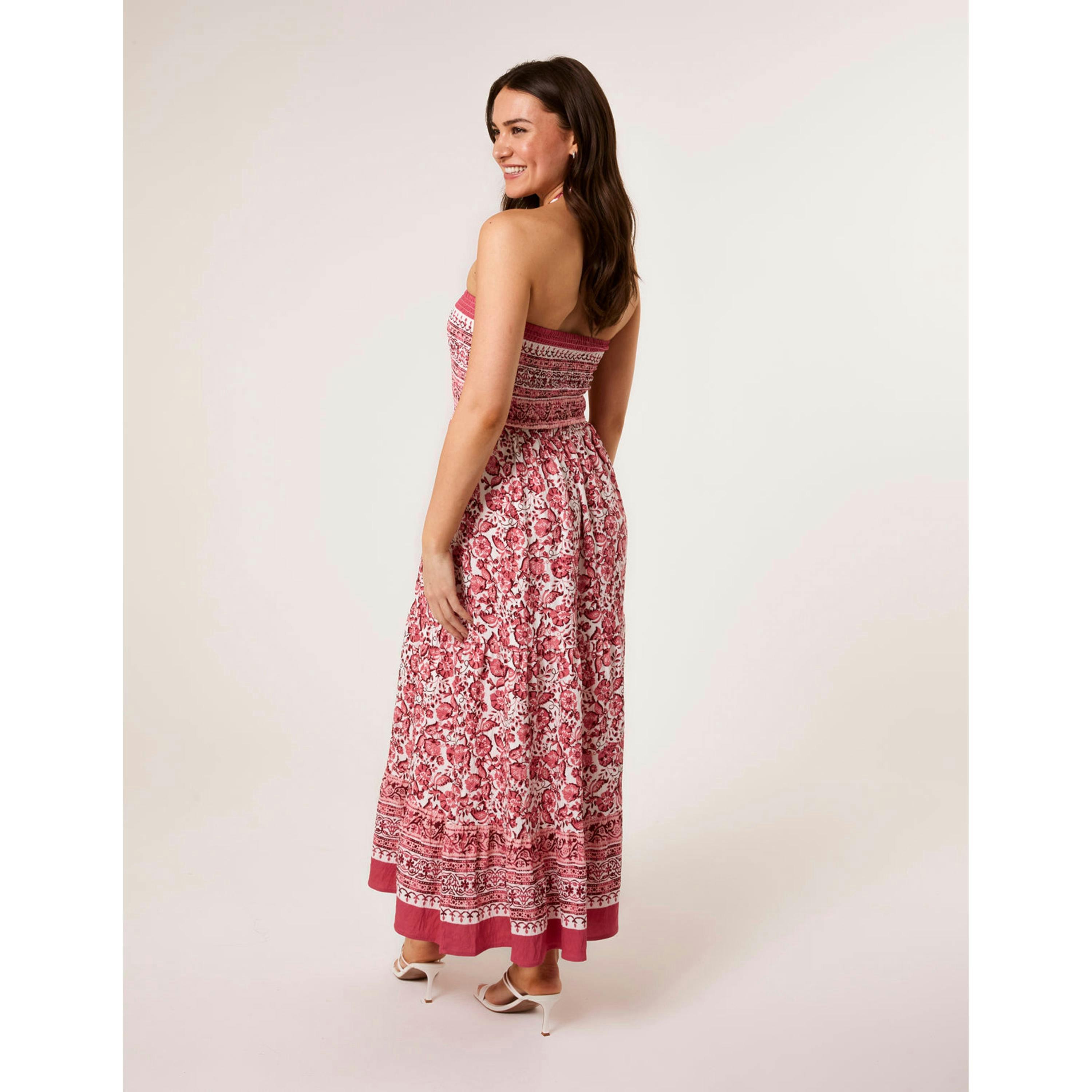 Blue Vanilla Shirred Bust Bandeau Dress  in Pink , view 3 of 4