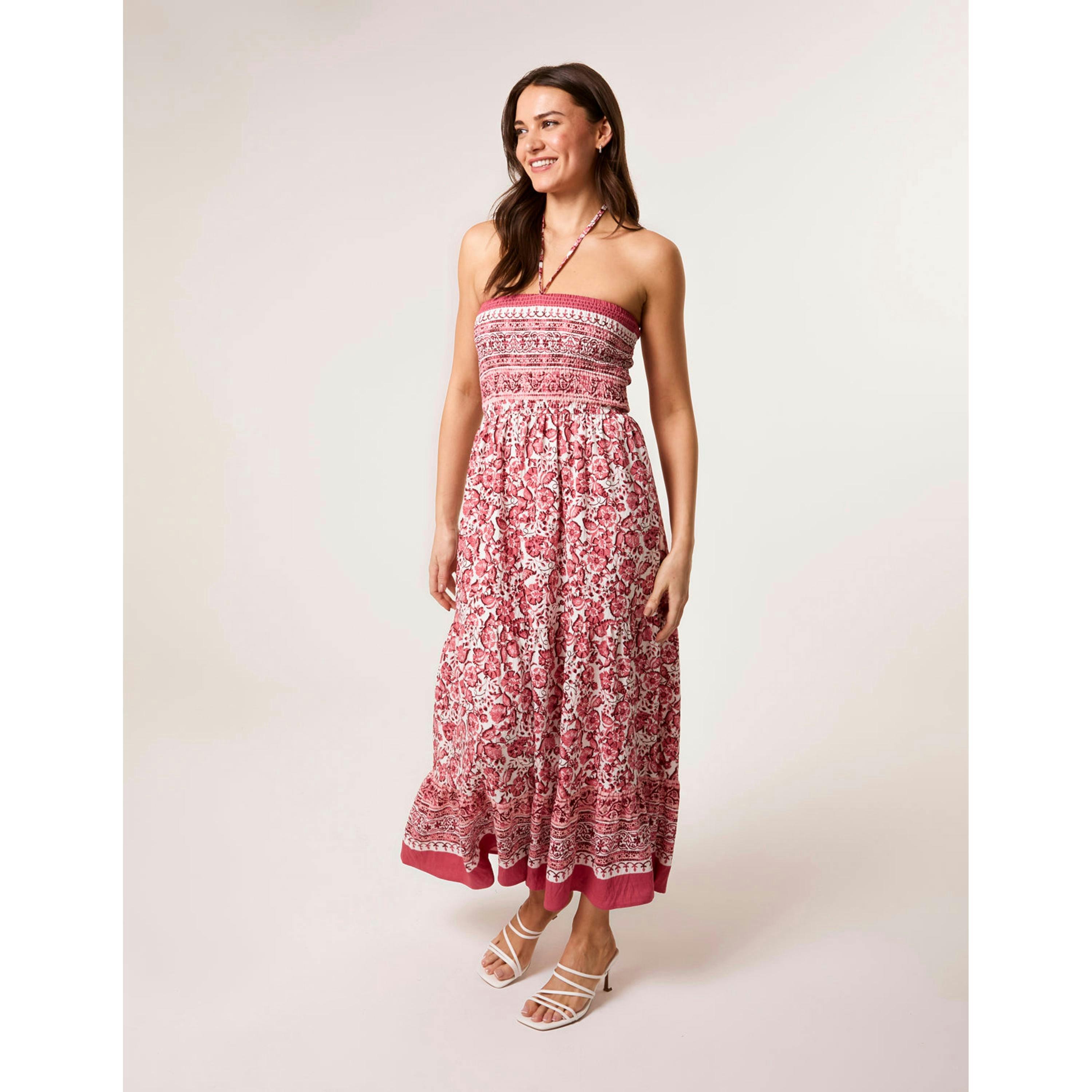 Blue Vanilla Shirred Bust Bandeau Dress  in Pink , view 4 of 4
