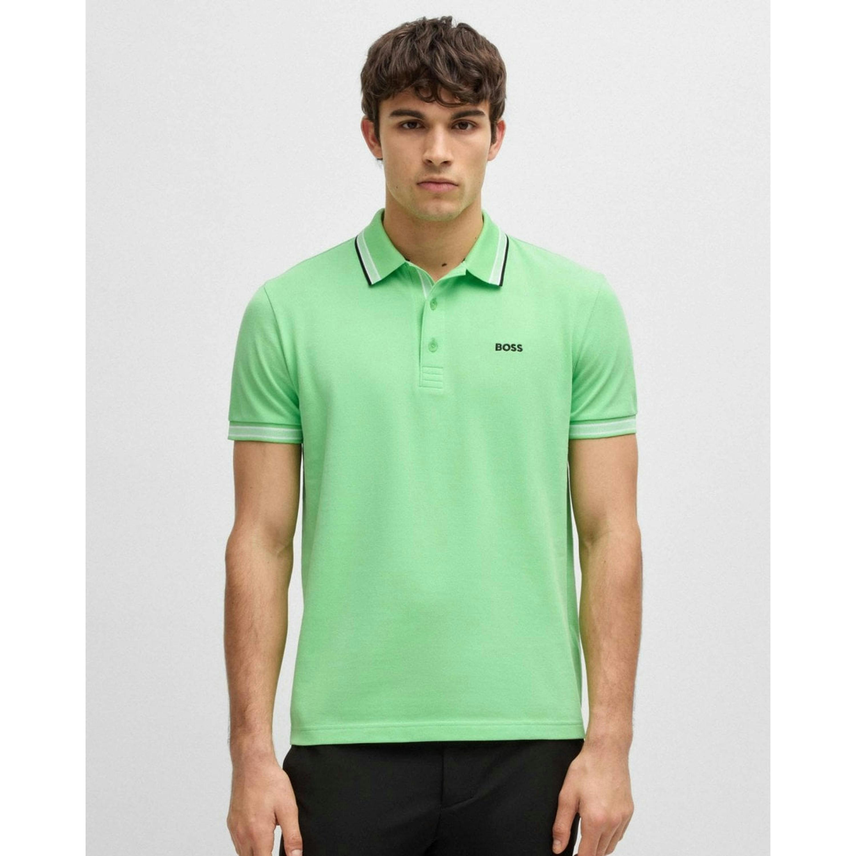 Hugo Boss Contrast Logo Polo Shirt  in Green , view 1 of 4