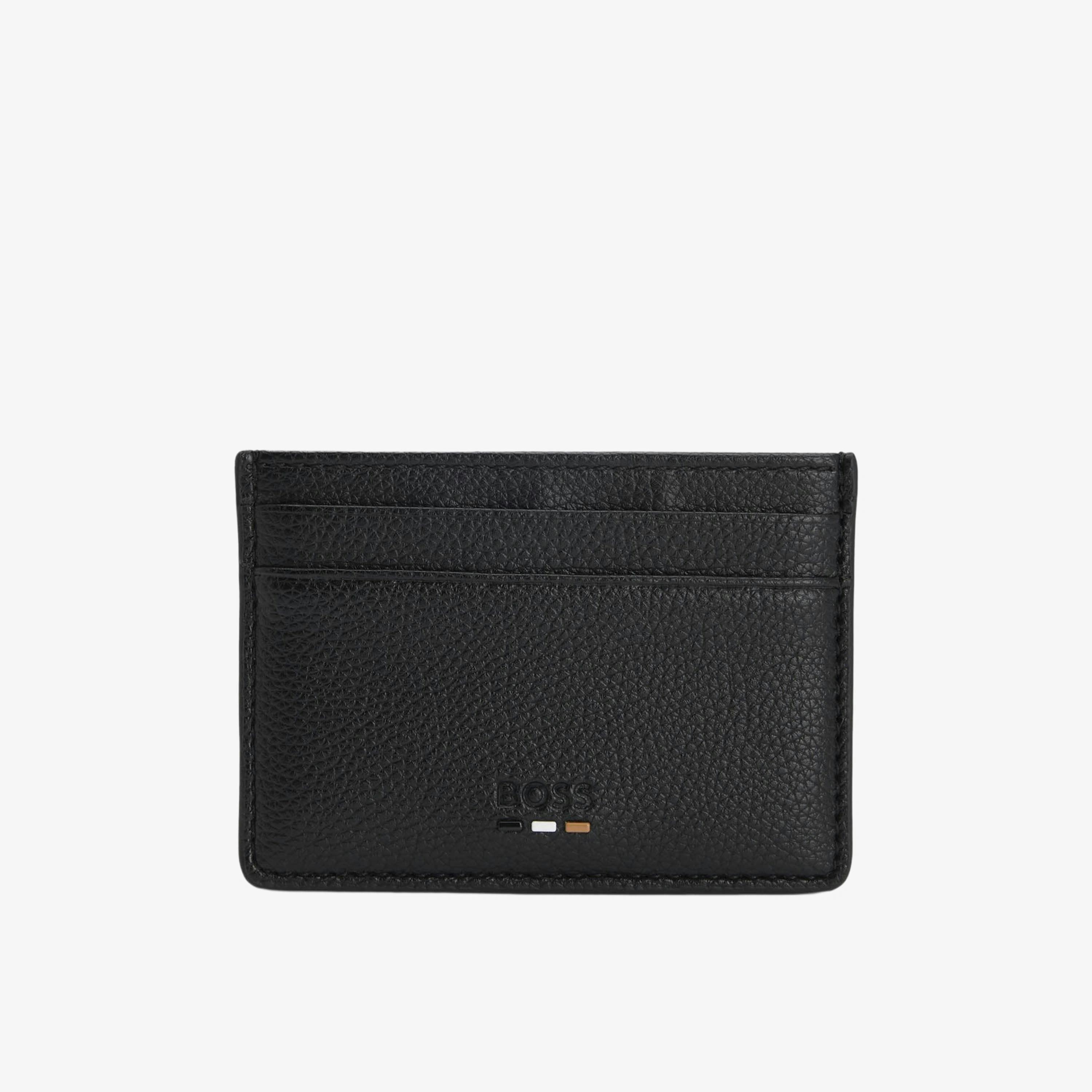 Hugo Boss Grained, Logo Trim Card Holder  in Black , view 1 of 4