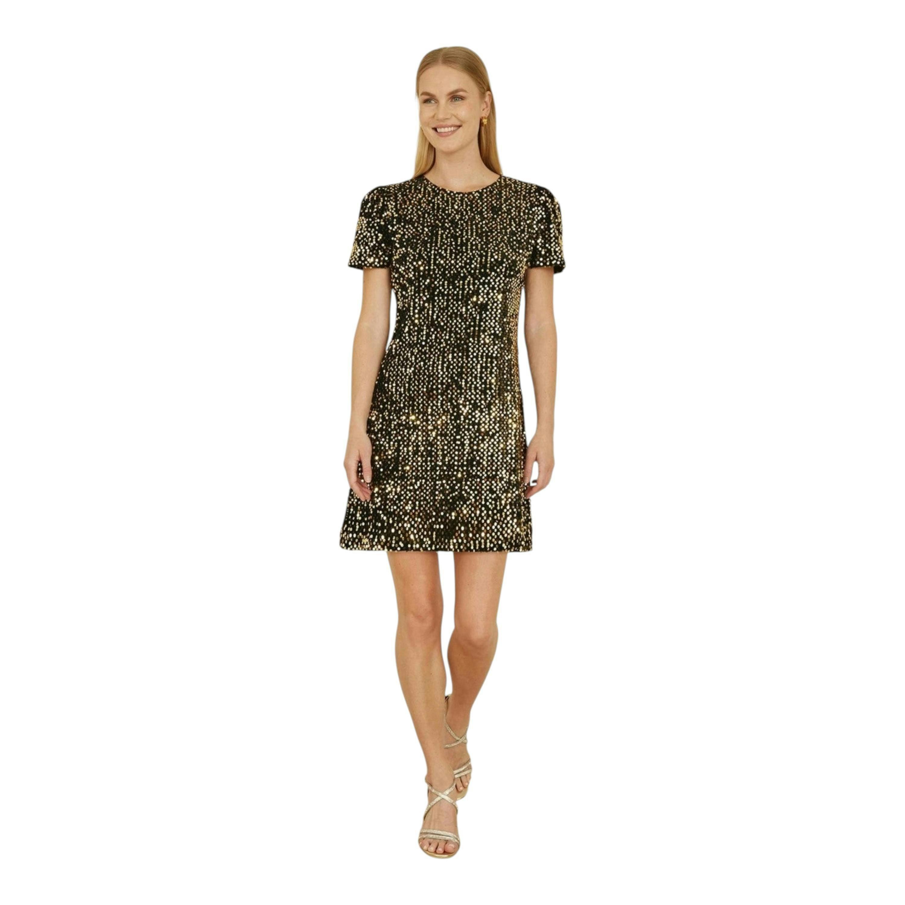 Yumi Gold Sequin Tunic Dress , view 2 of 4
