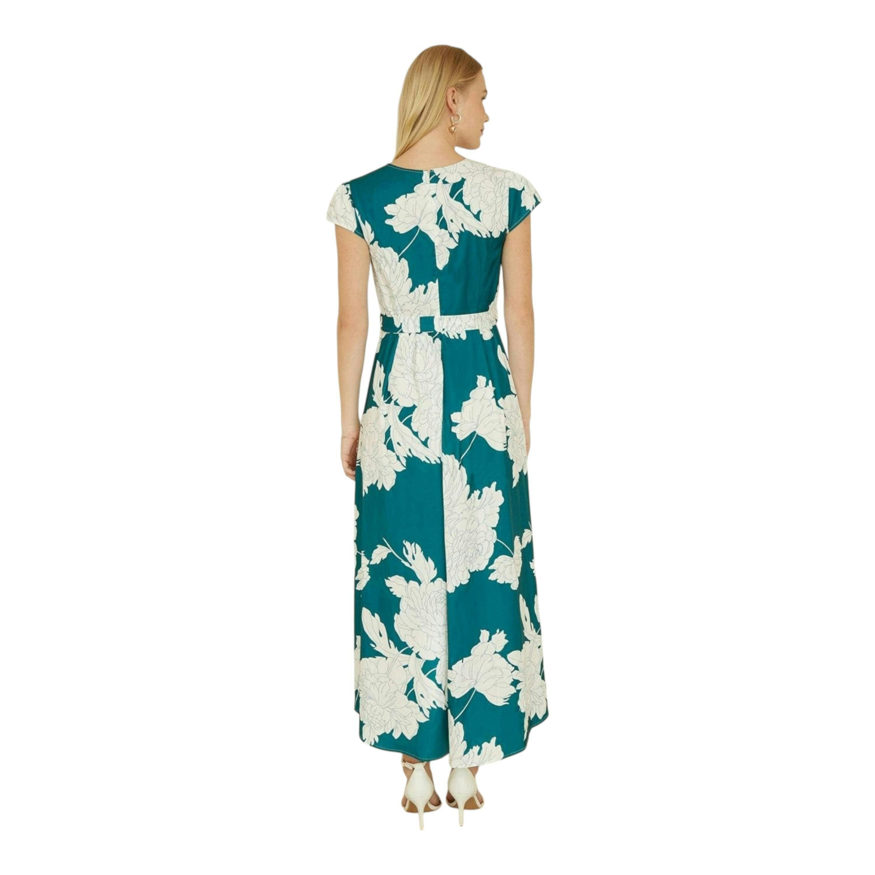 Yumi Green Blossom Print Wrap Midi With Dipped Hem , view 5 of 6