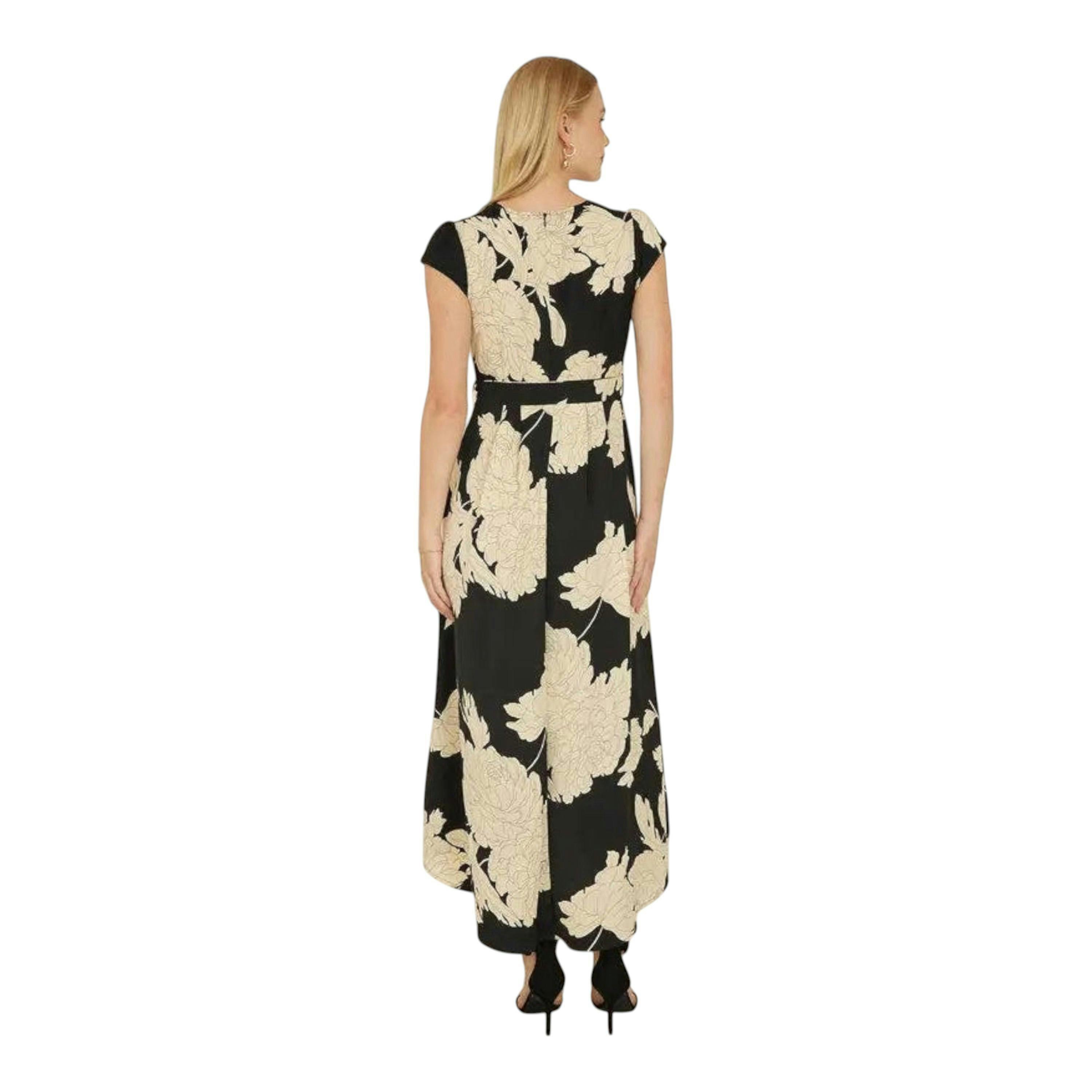 Yumi Black Blossom Print Wrap Midi With Dipped Hem , view 5 of 6