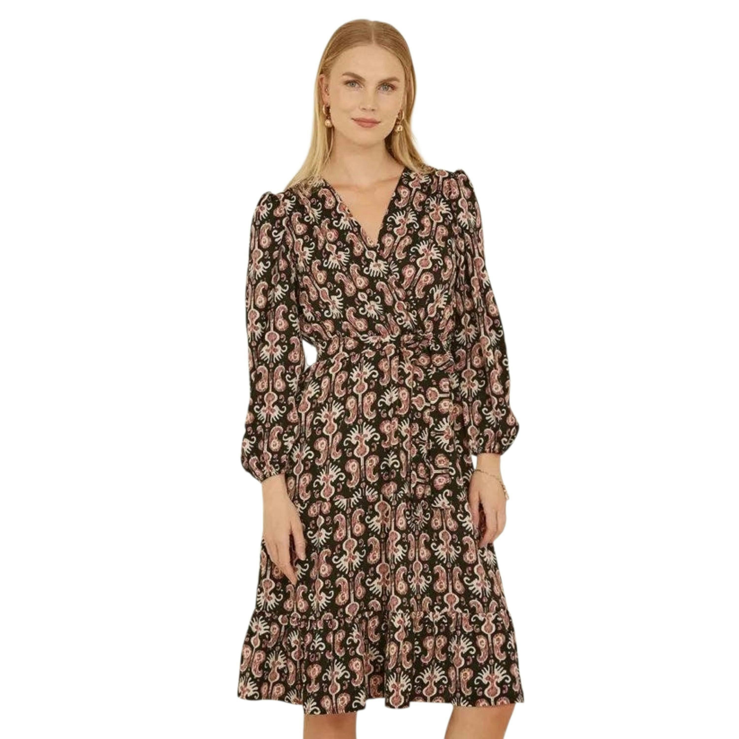 Yumi Black Ikat Long Sleeve Skater Dress , view 4 of 6