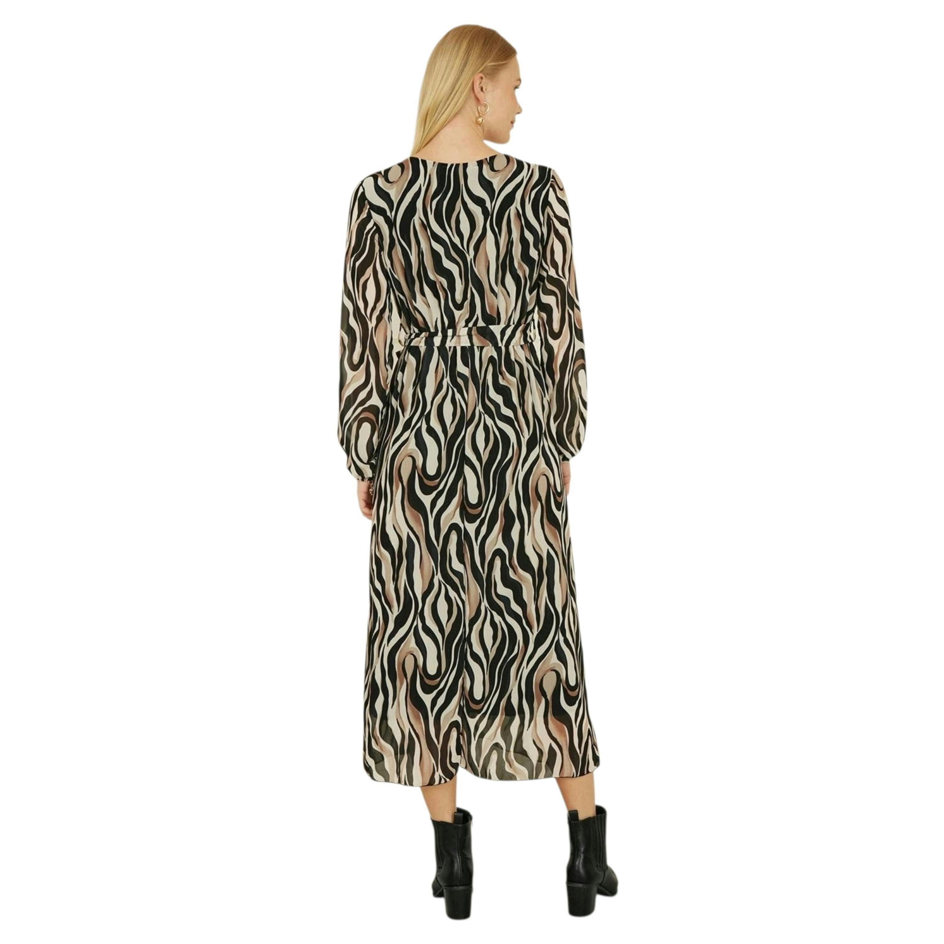 Yumi Brown Animal Swirl Midi Wrap Dress , view 4 of 5