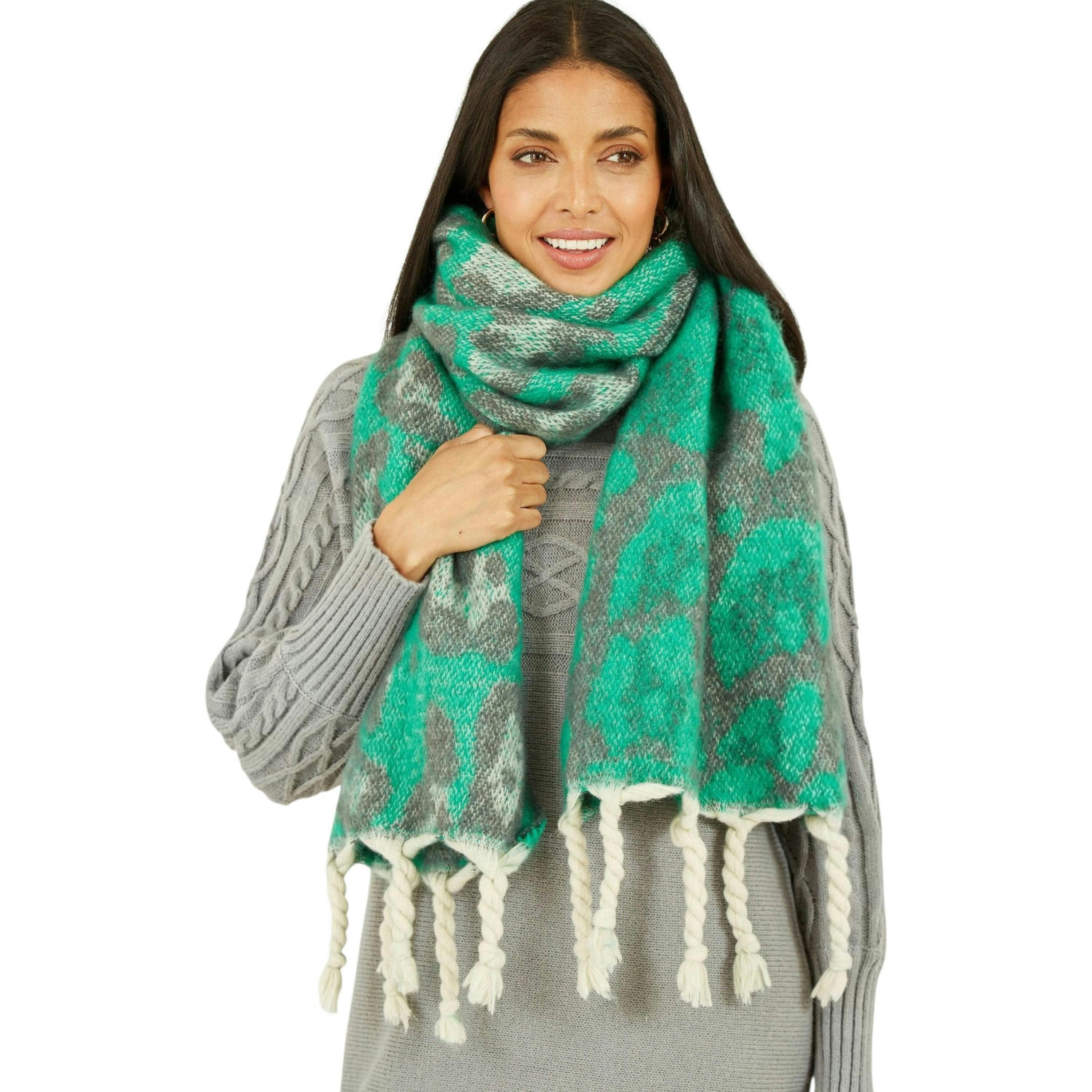 Yumi Green Animal Print Soft Touch Scarf , view 1 of 1