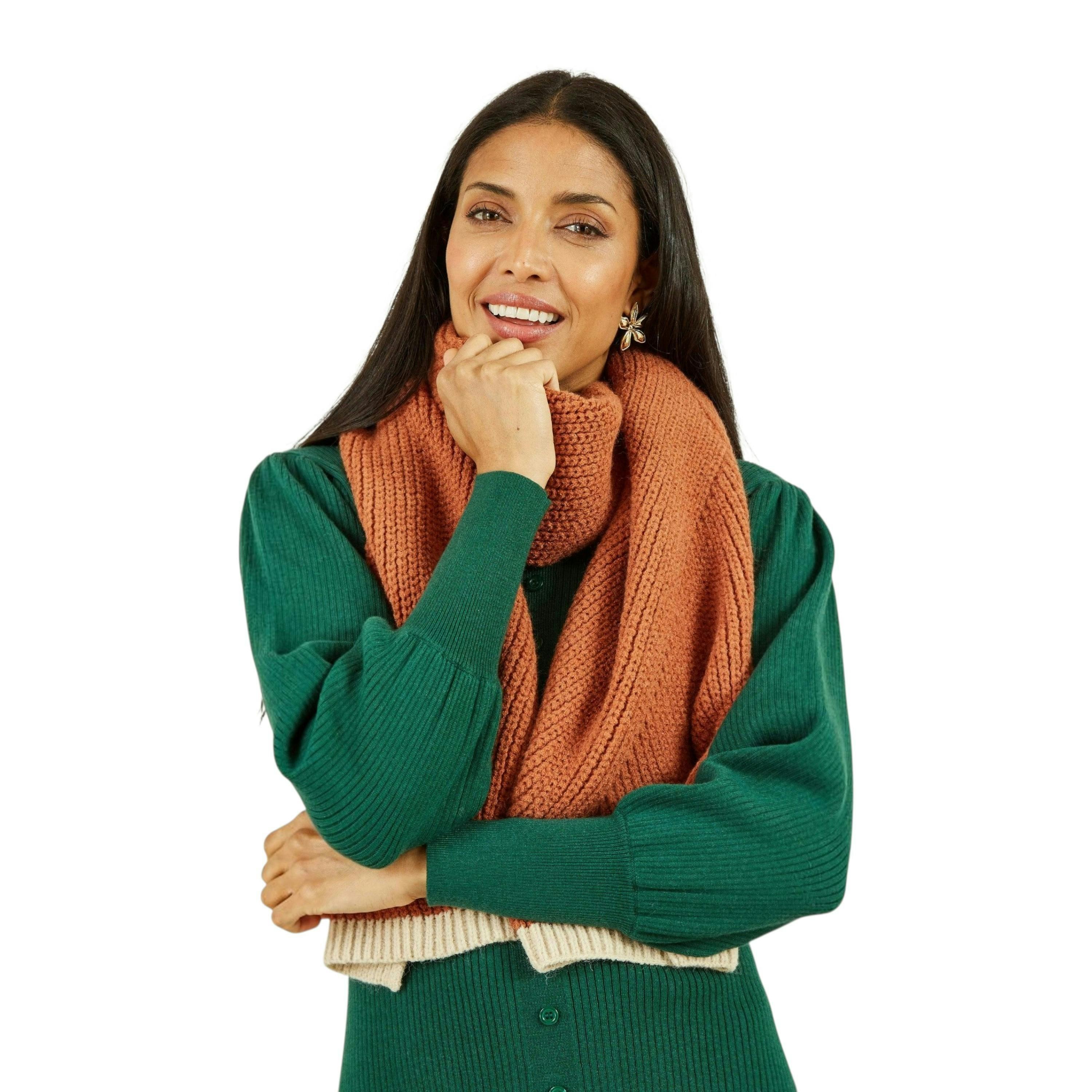 Yumi Brown Knitted Scarf , view 1 of 1