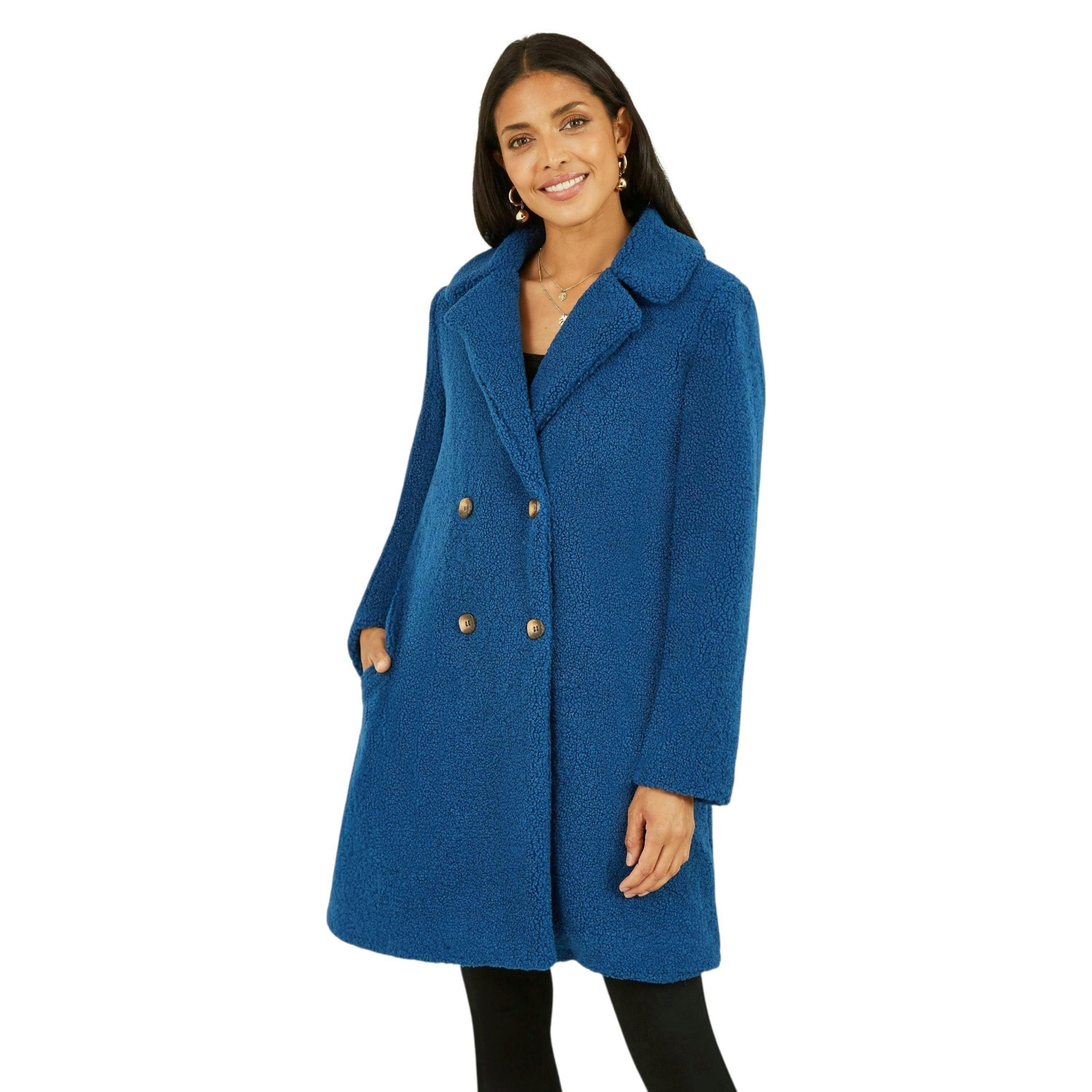 Yumi Navy Teddy Bear Coat , view 1 of 3