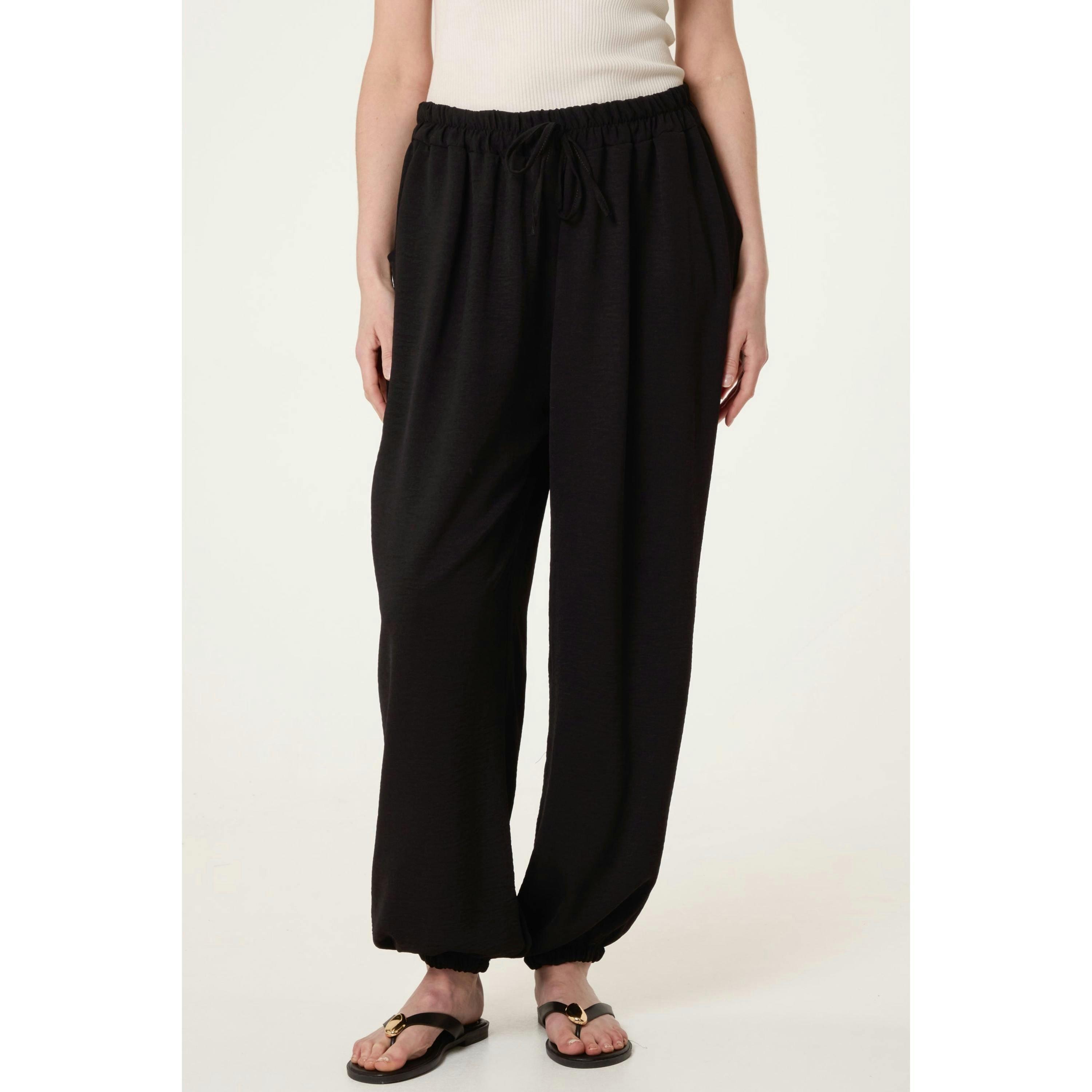 Blue Vanilla Harem Drawstring Waist Trousers  in Black , view 1 of 3