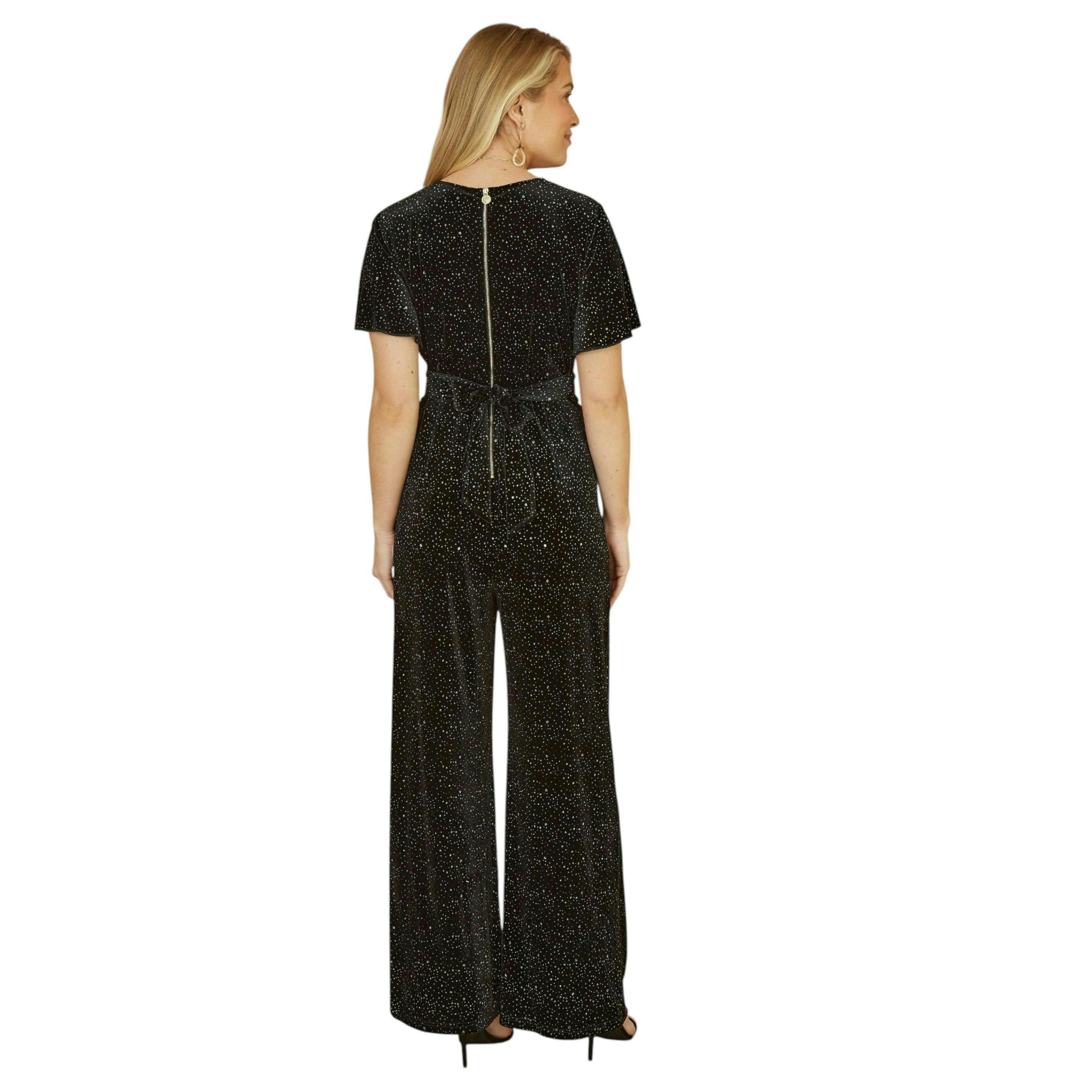 Yumi Black Sparkle Velvet Jumpsuit , view 4 of 4