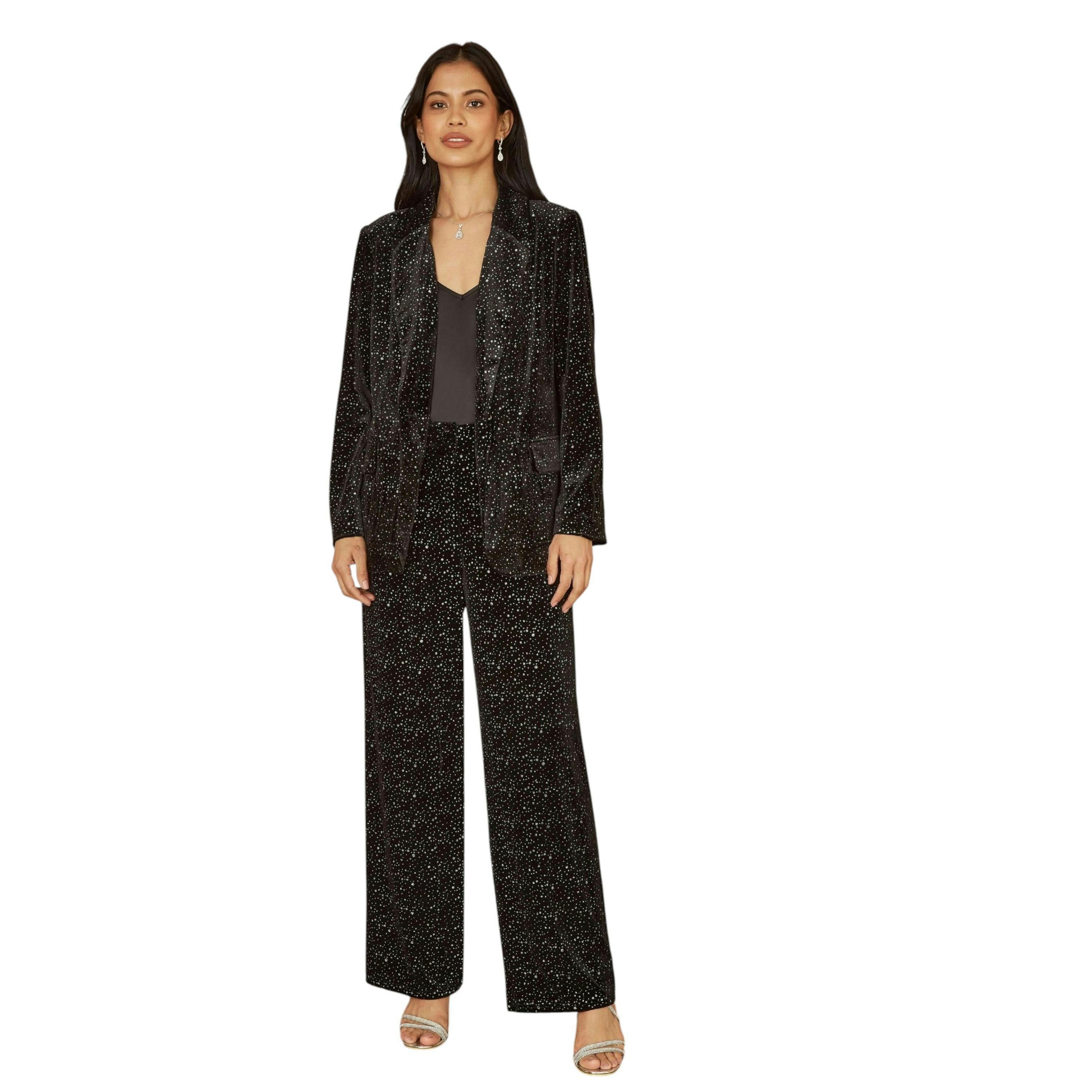 Yumi Black Velvet Sparkle Oversize Blazer , view 2 of 2