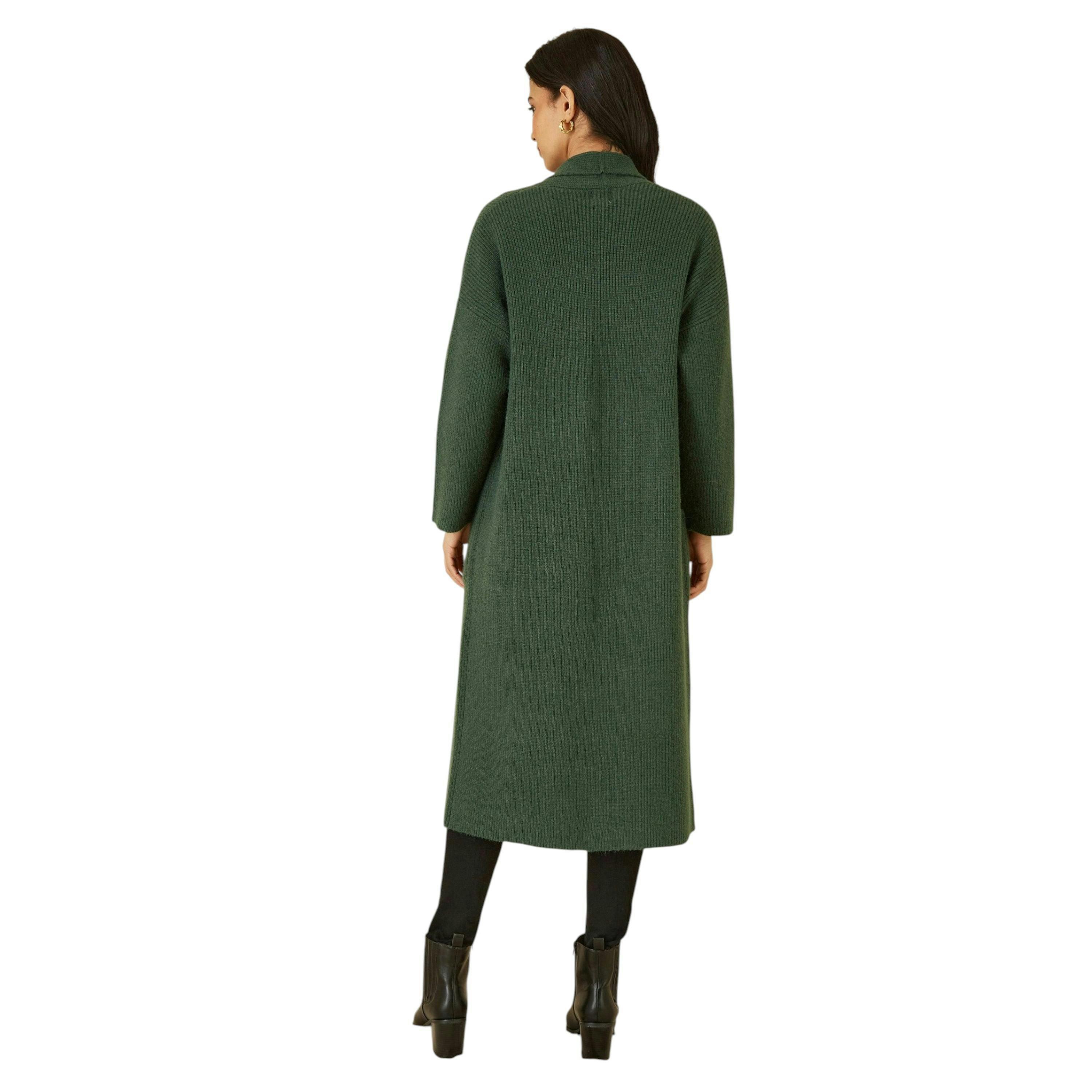 Yumi Green Knitted Maxi Cardigan With Pockets , view 3 of 5