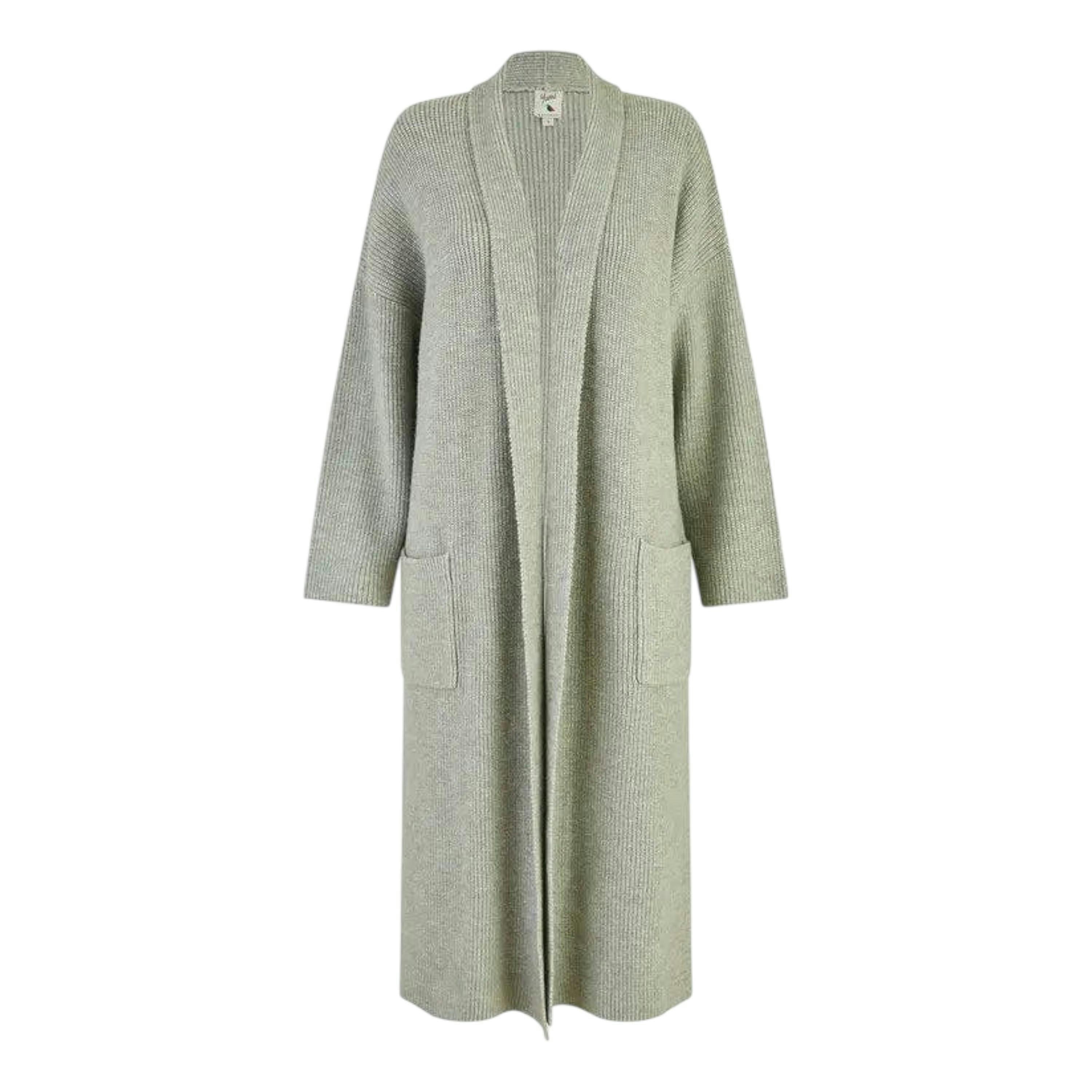 Yumi Grey Knitted Maxi Cardigan With Pockets , view 4 of 4