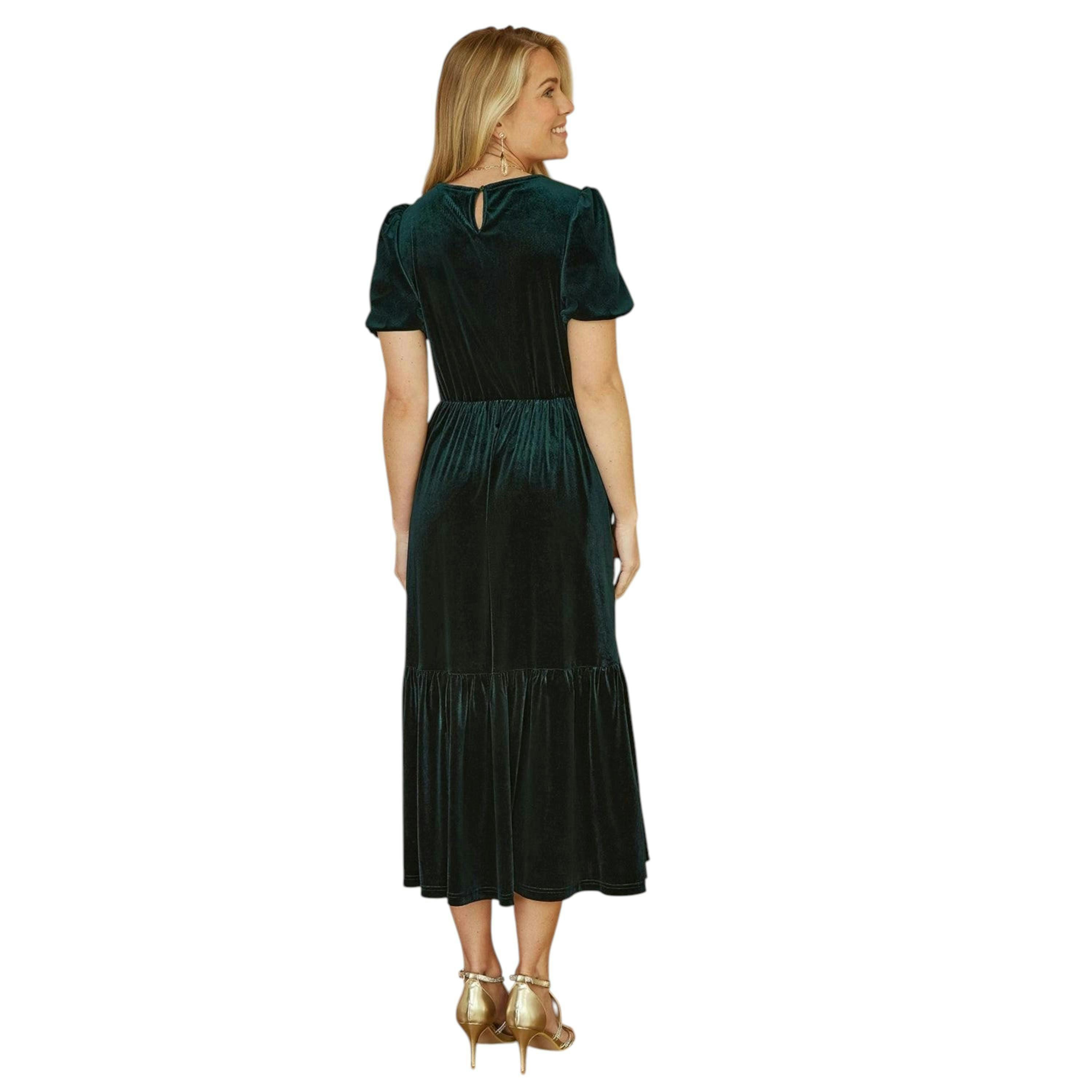 Yumi Green Velvet Midi Dress , view 3 of 4
