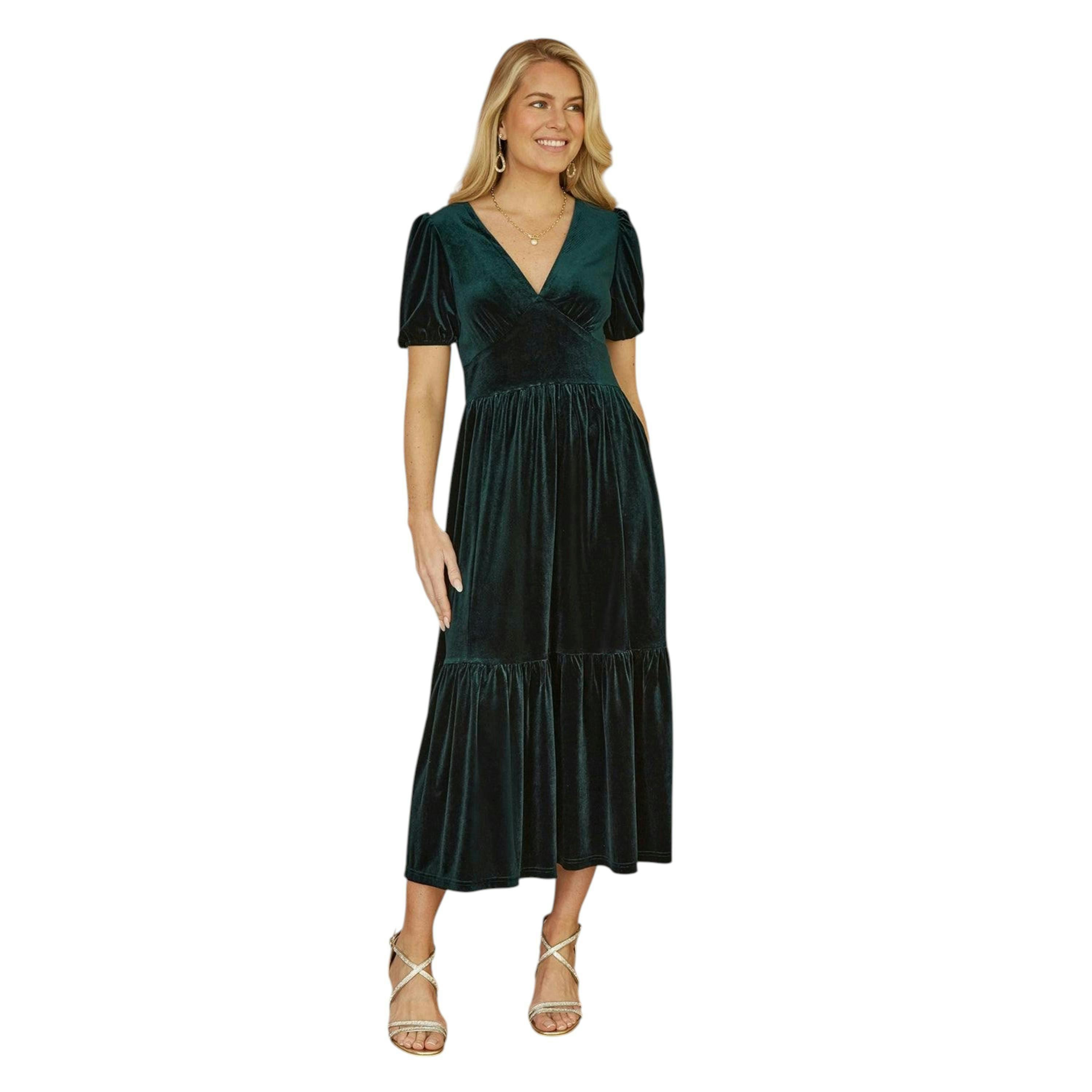 Yumi Green Velvet Midi Dress , view 4 of 4
