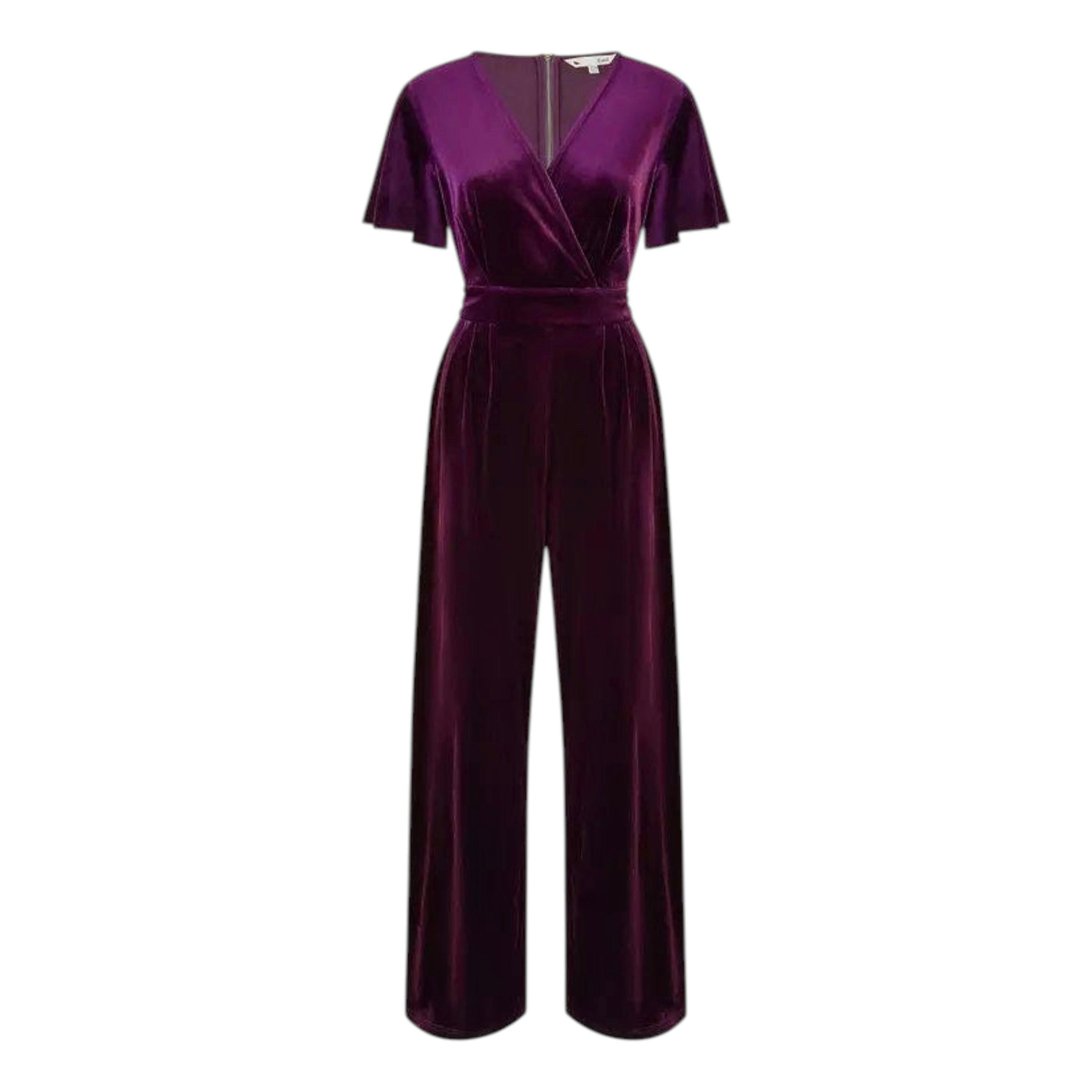 Yumi Purple Jumpsuit With Angel Sleeves , view 5 of 6