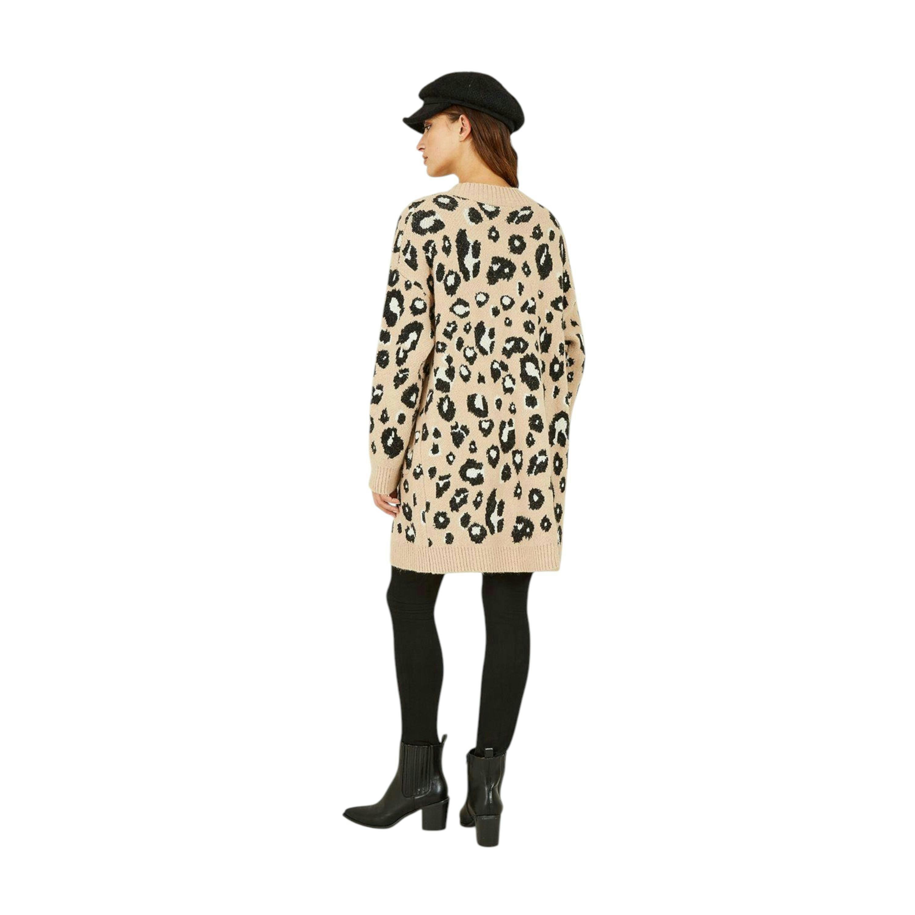 Yumi Beige Animal Intarsia Long Cardigan , view 3 of 3