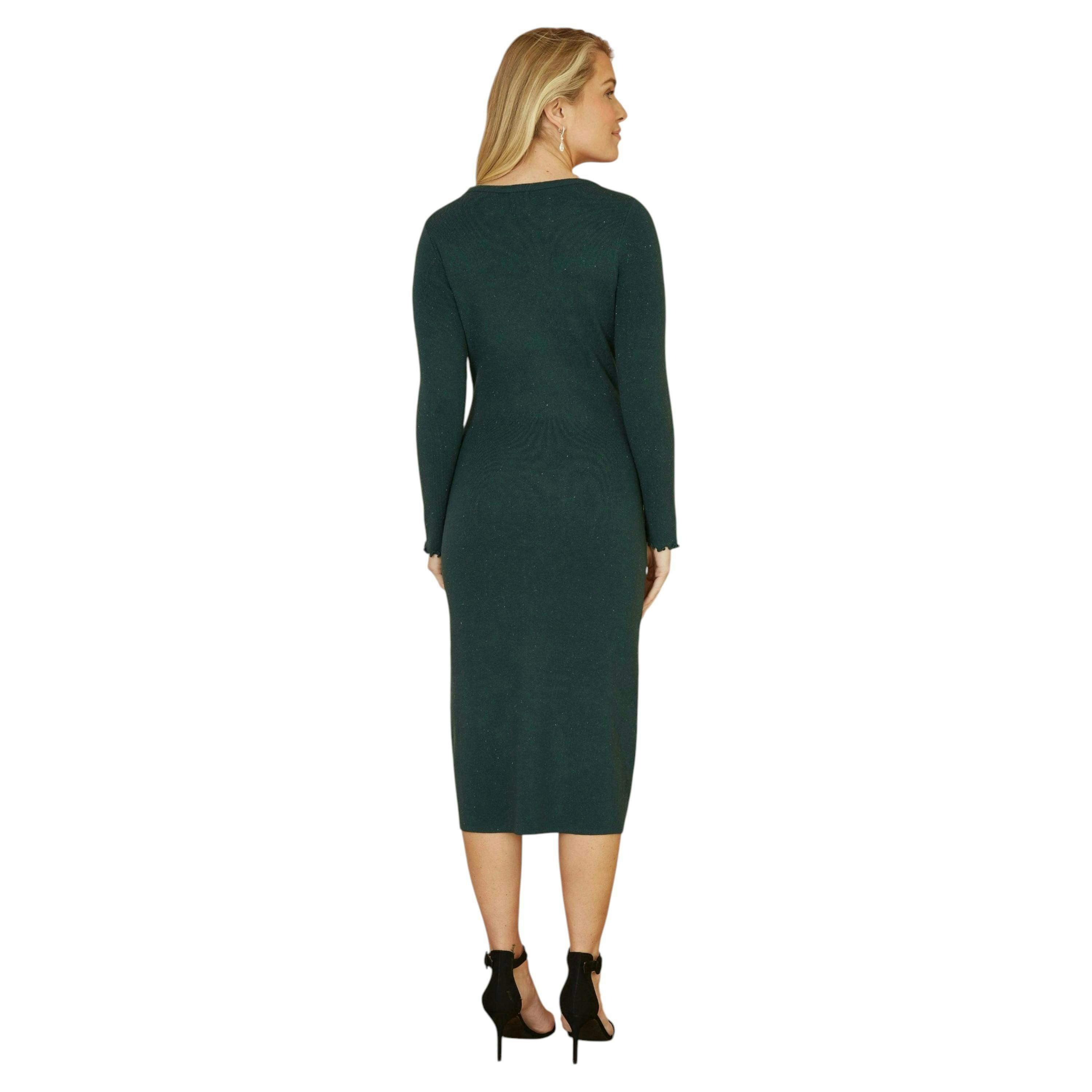 Yumi Green Sparkle Knit Midi Jumper Dress , view 2 of 5