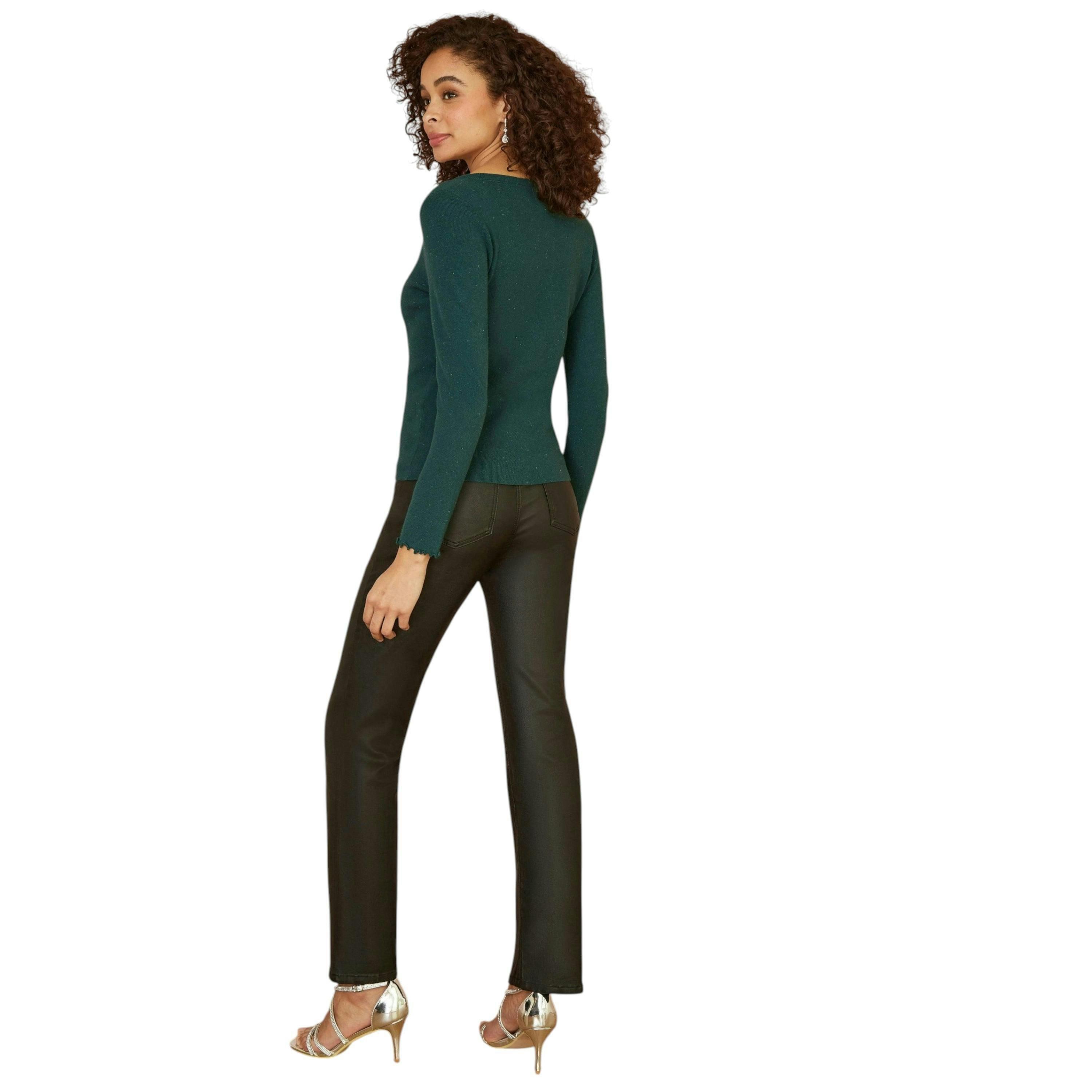 Yumi Green Sparkle Knit Jumper , view 2 of 3