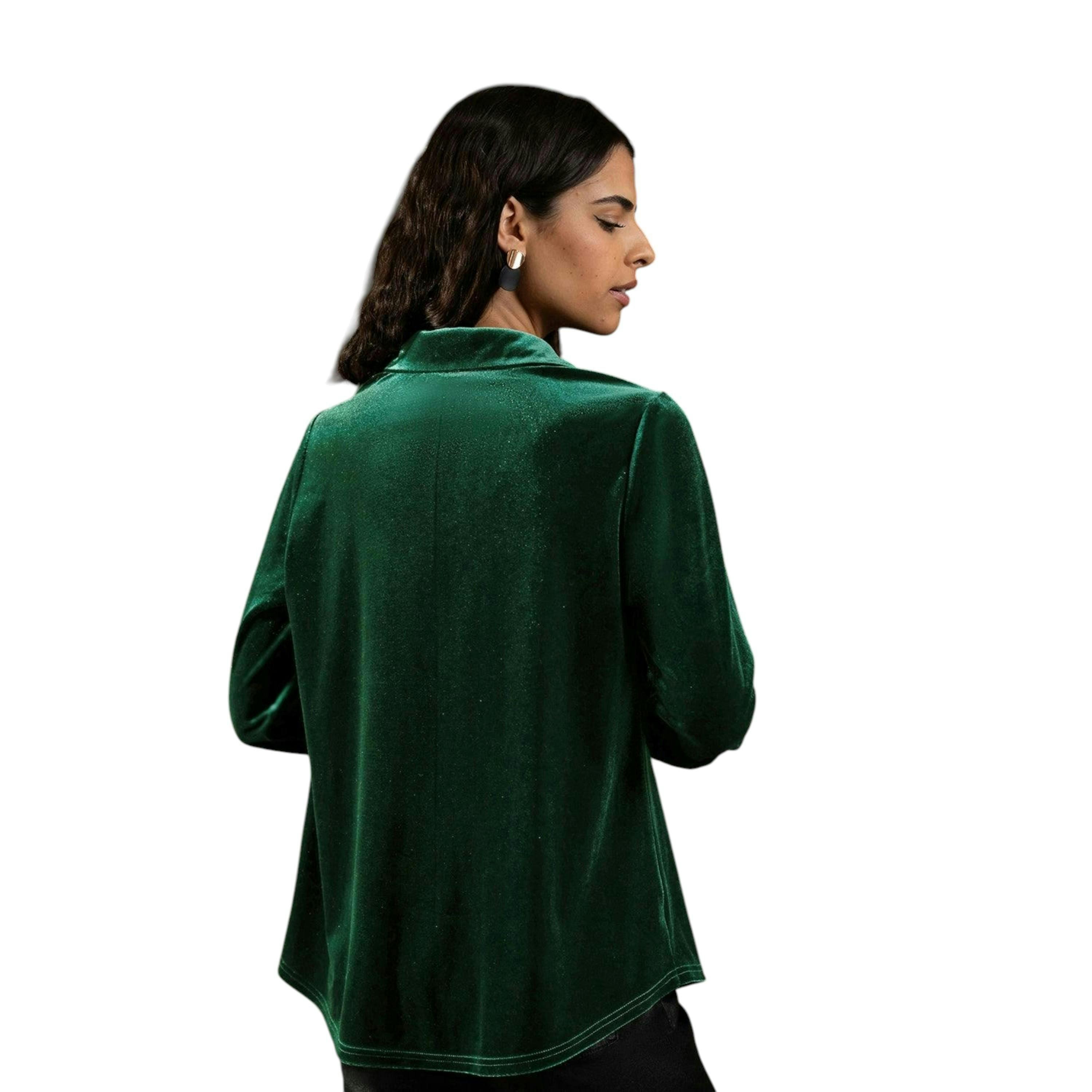 Yumi Green Velvet Relaxed Fit Shirt , view 4 of 4