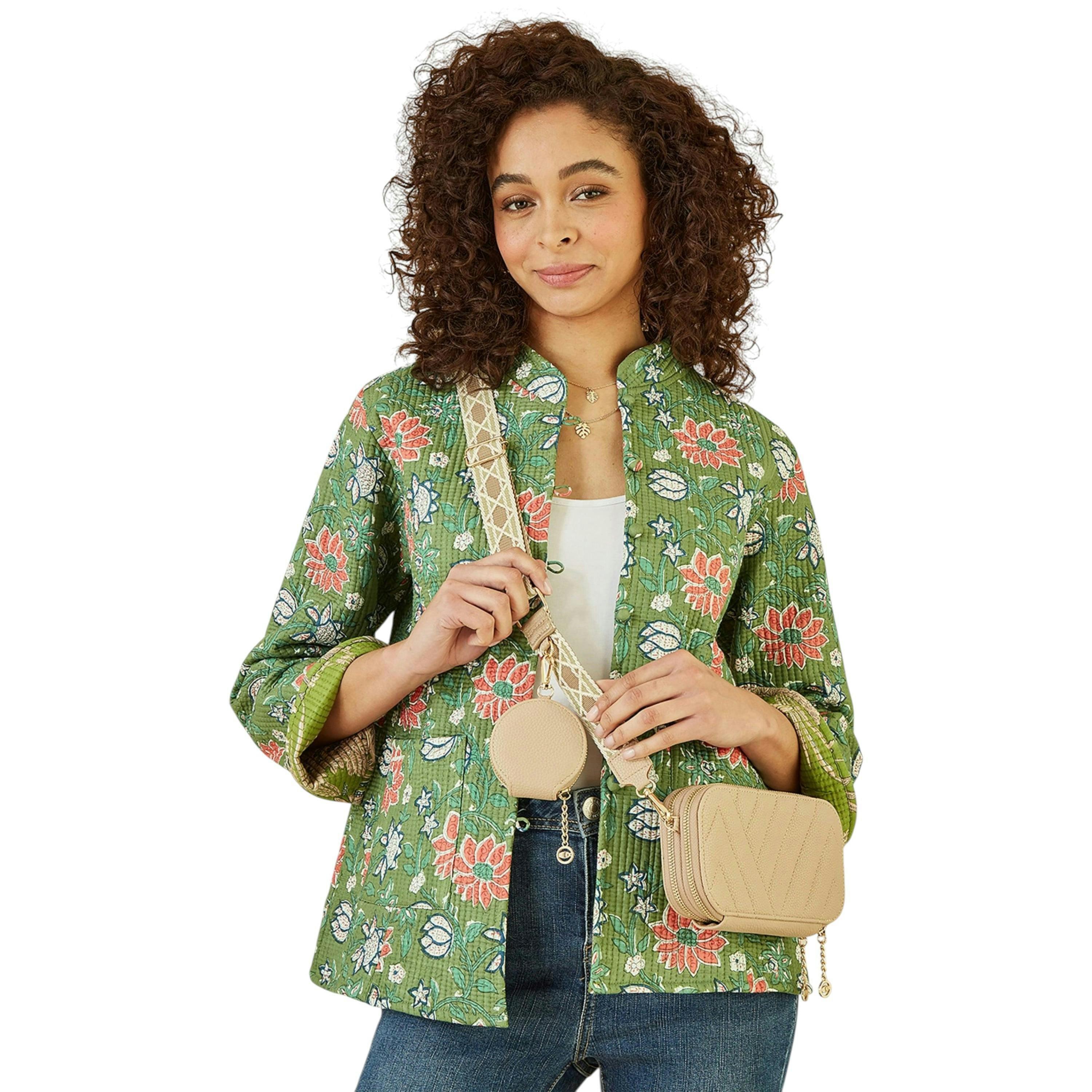 Yumi Beige Quilted Camera Bag With Cross Body Woven Strap , view 2 of 5