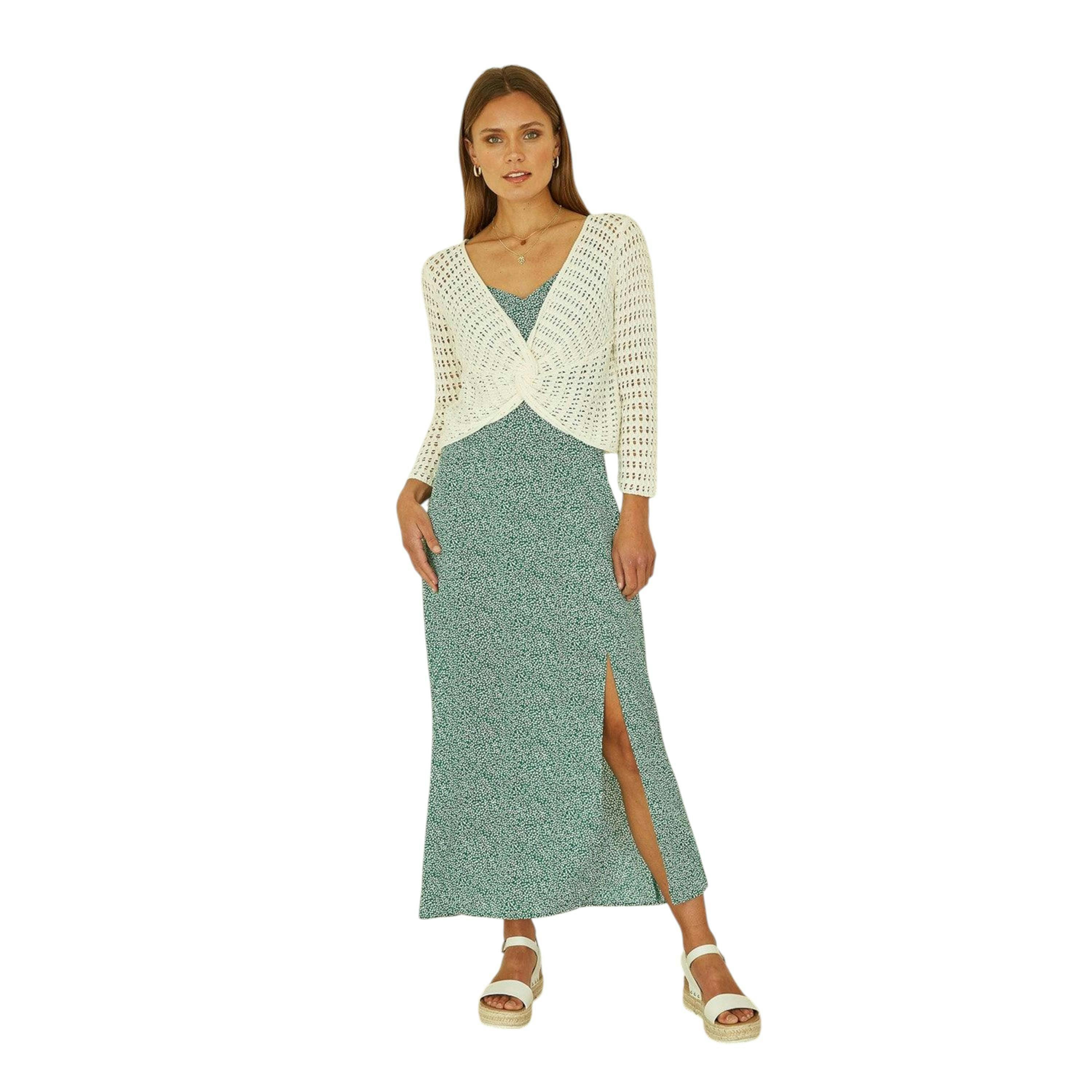 Yumi Ivory Cotton Crochet Twisted Bolero Top , view 3 of 4