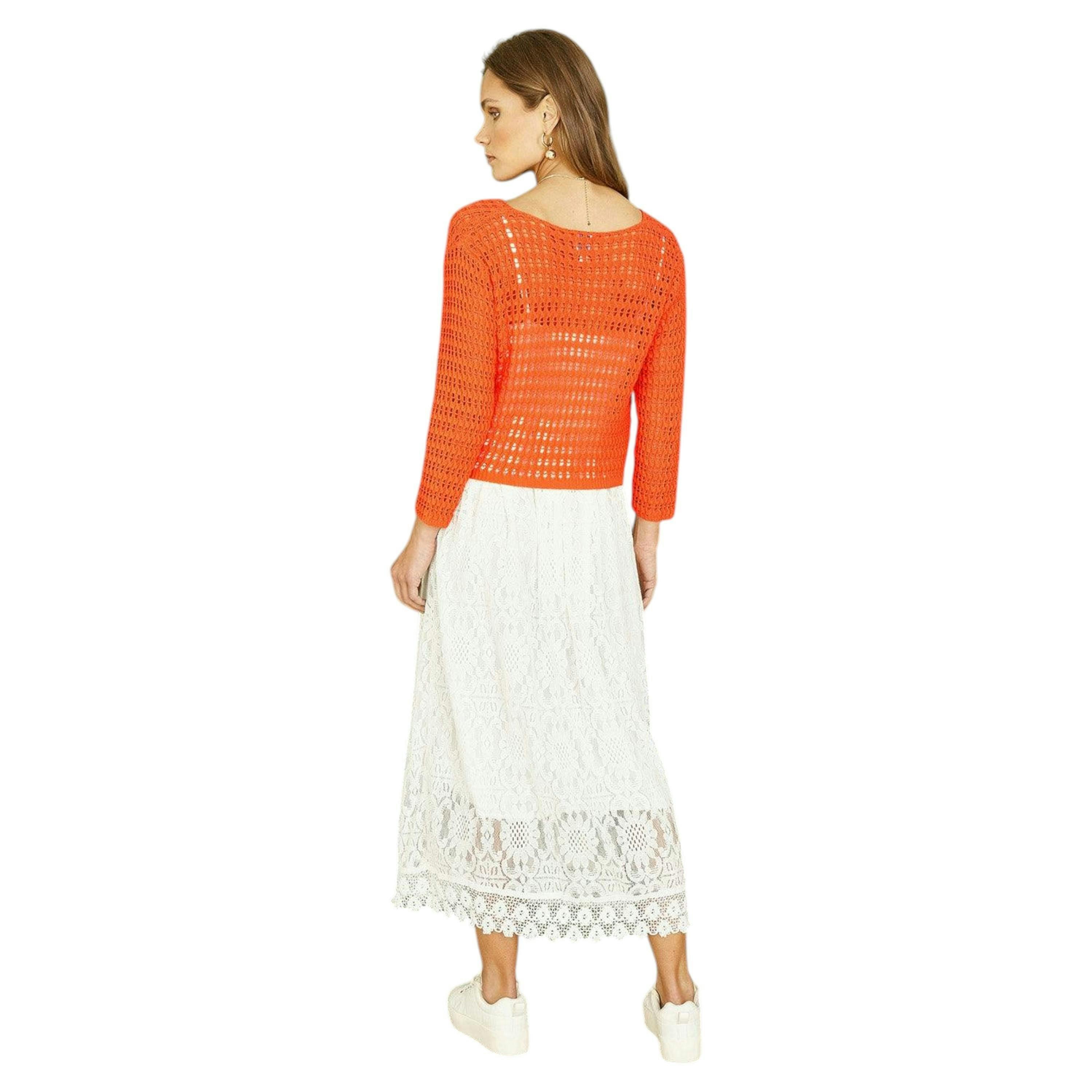 Yumi Orange Cotton Crochet Twisted Bolero Top , view 4 of 4