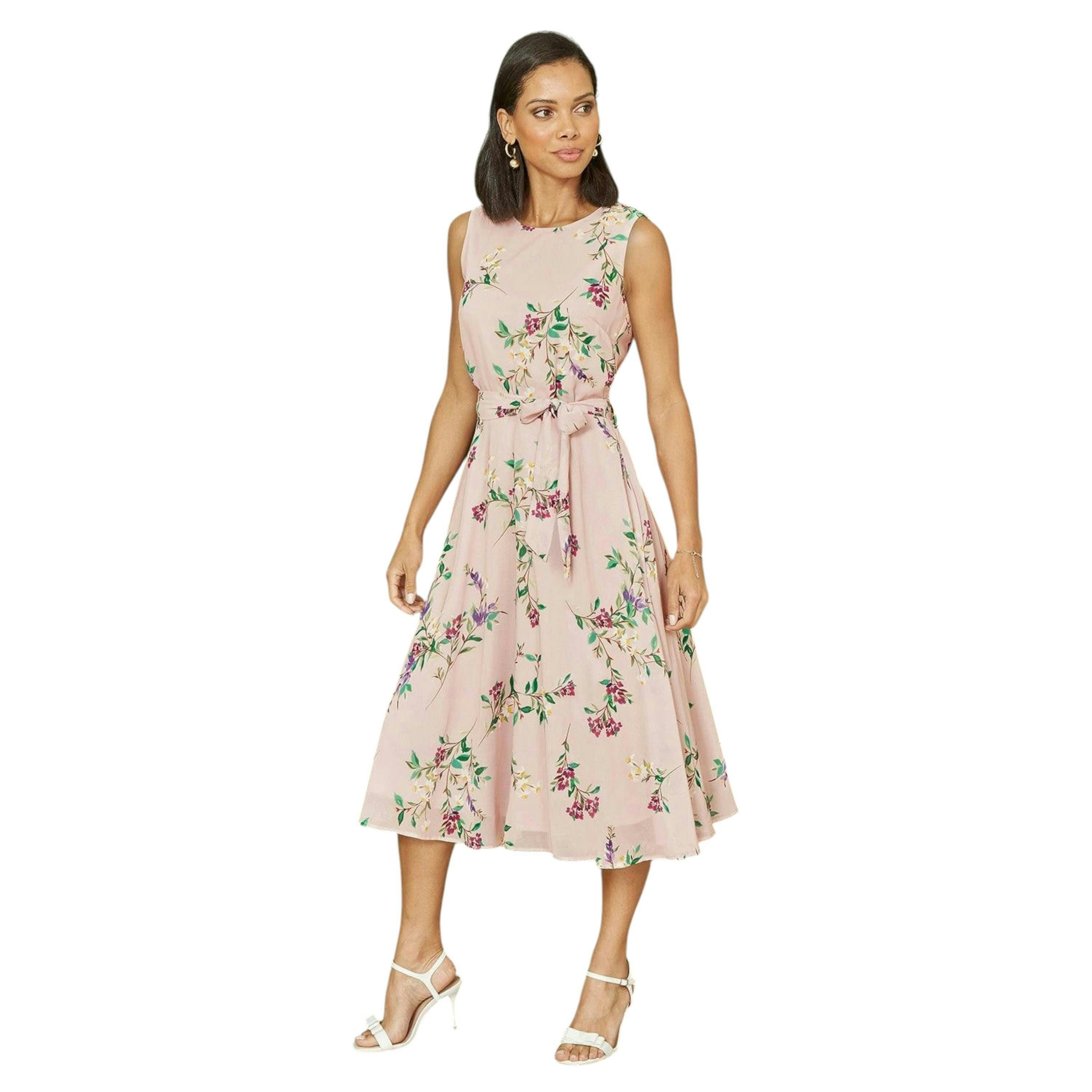 Yumi Blush Floral Print Midi Skater Dress , view 2 of 3