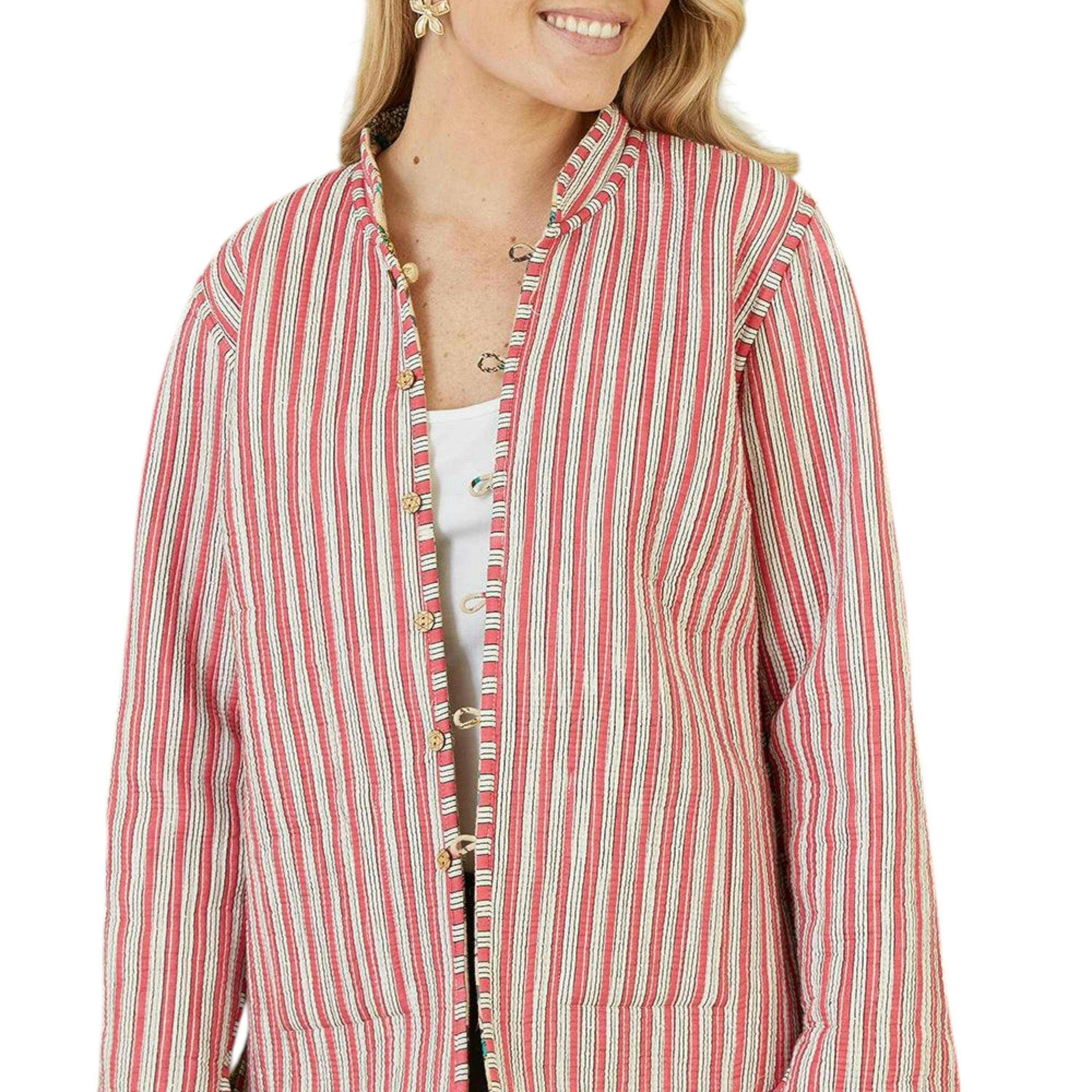 Yumi Stone Floral Print Reversible Cotton Quilted Jacket , view 2 of 4