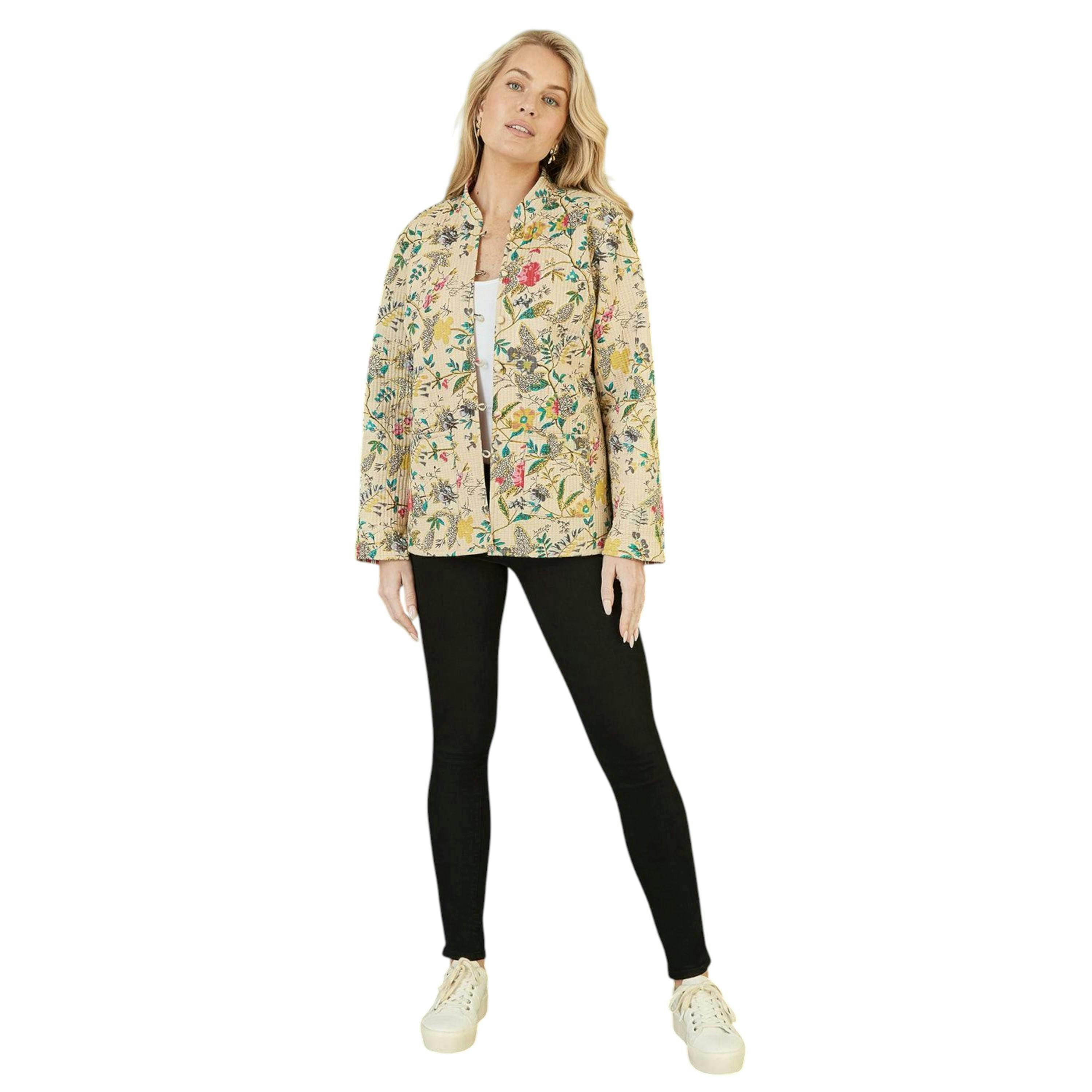 Yumi Stone Floral Print Reversible Cotton Quilted Jacket , view 3 of 4