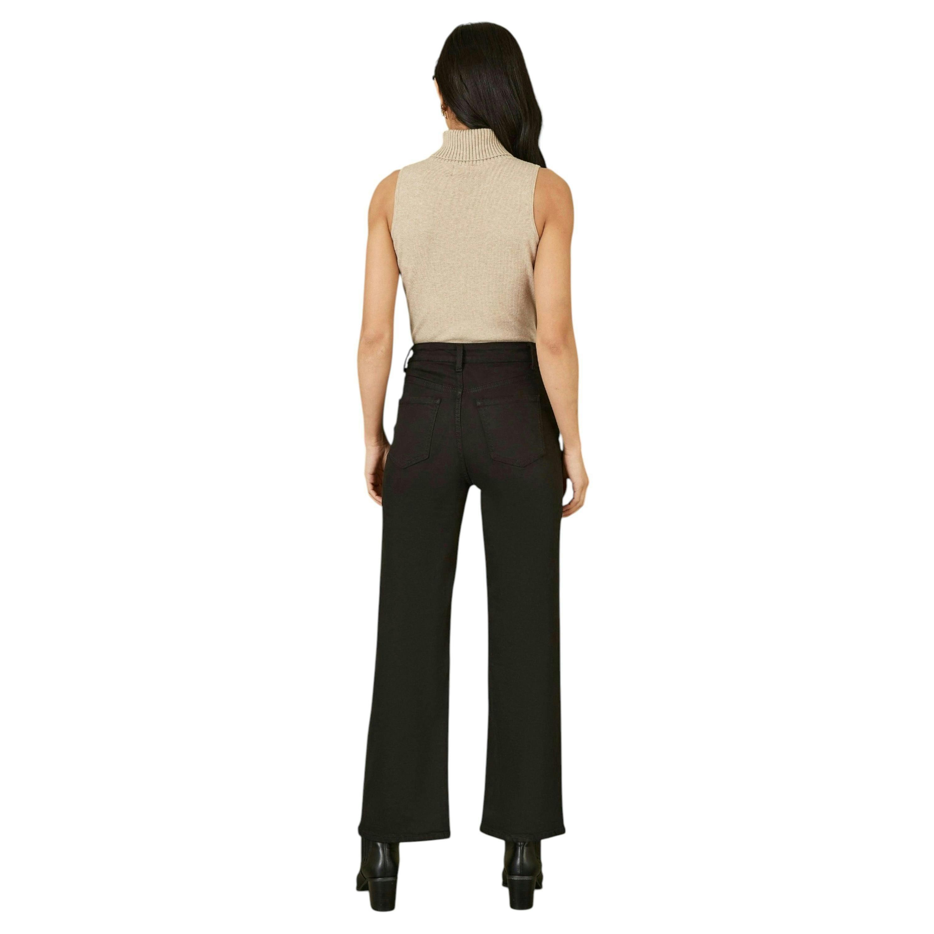 Yumi Black Stretch Canvas Wide Leg High Waist Jeans , view 3 of 4