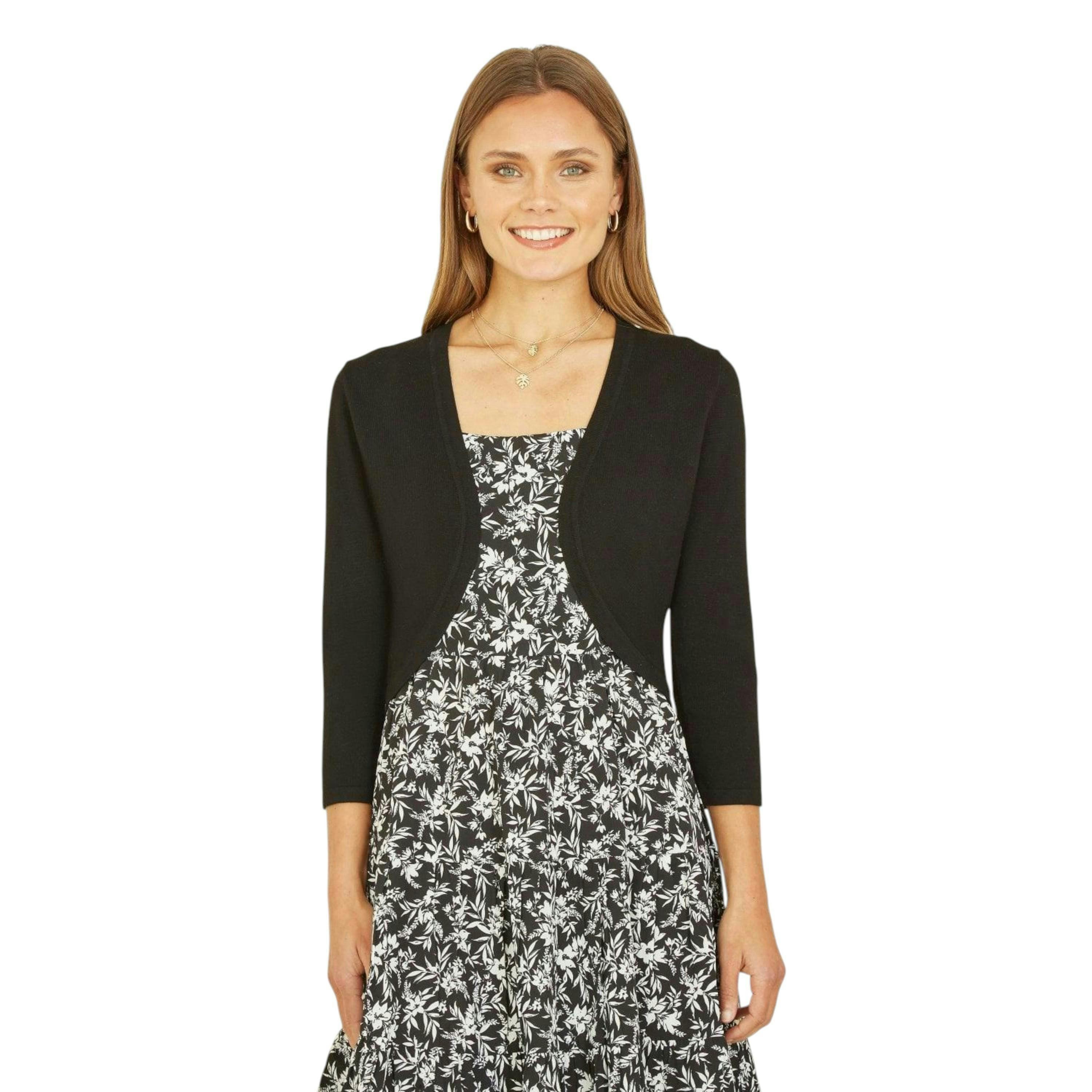 Yumi Black Knitted Curve Bolero , view 3 of 6